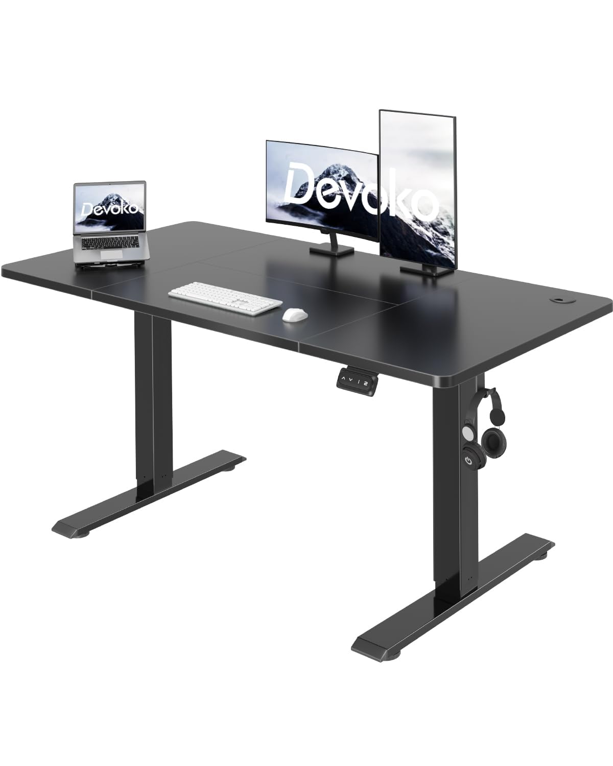 Devoko 140x60 cm Escritorio Regulable en Altura, Escritorio Elevable Eléctrico Telescópico Bidireccional, Escritorio de Oficinay Hogar, para Estudio en Casa con Tablero Ensamblado, Blanco
