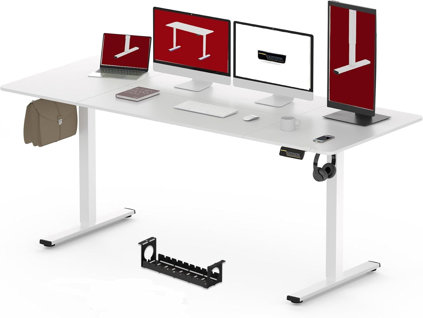 SANODESK QS1 140 x 60 cm Escritorio Elevable Eléctrico con Tablero Escritorio Regulable en Altura Eléctrico Telescópico Bidireccional con Control de Memoria y Tecnología Anticolisión (Blanco)