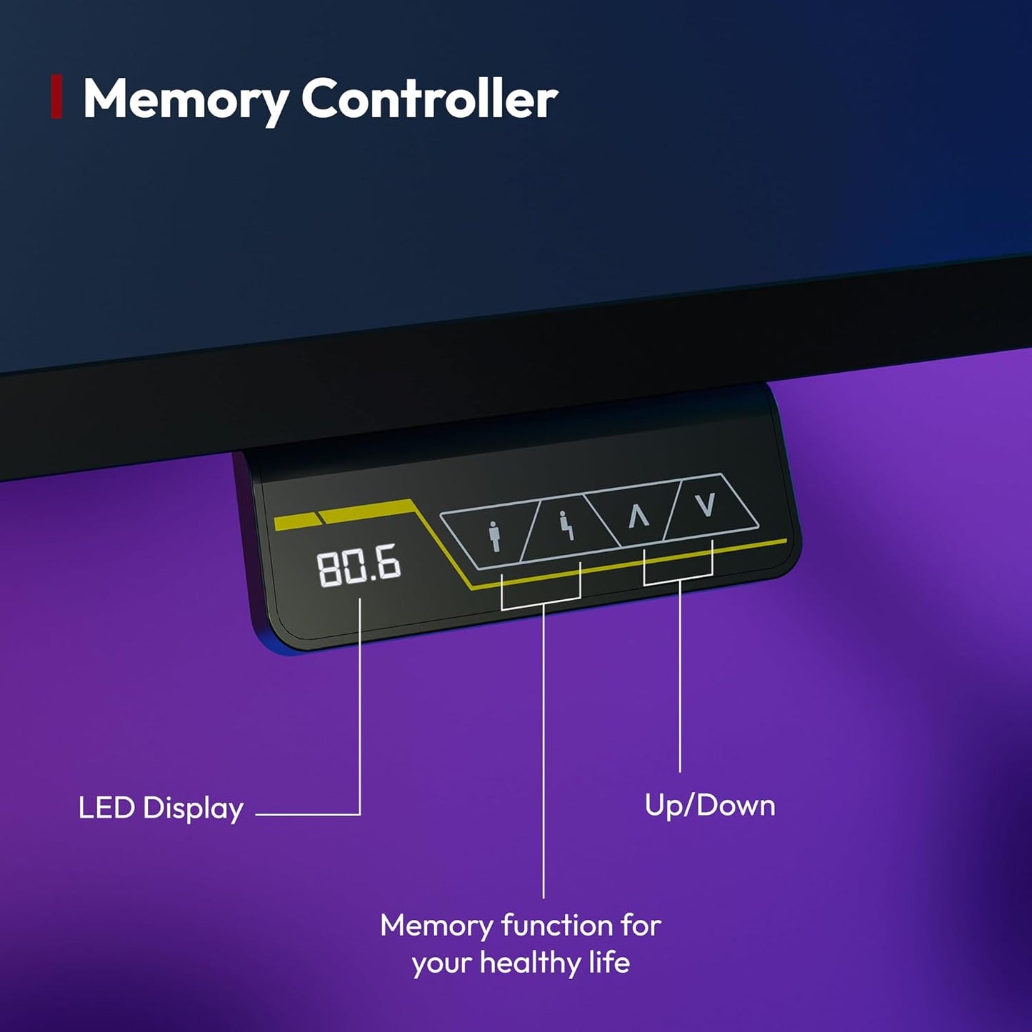 SANODESK QS-Gaming Escritorio Elevable Eléctrico 160x60 cm, Regulable en Altura, Control con Función de Memoria y Gancho, Negro