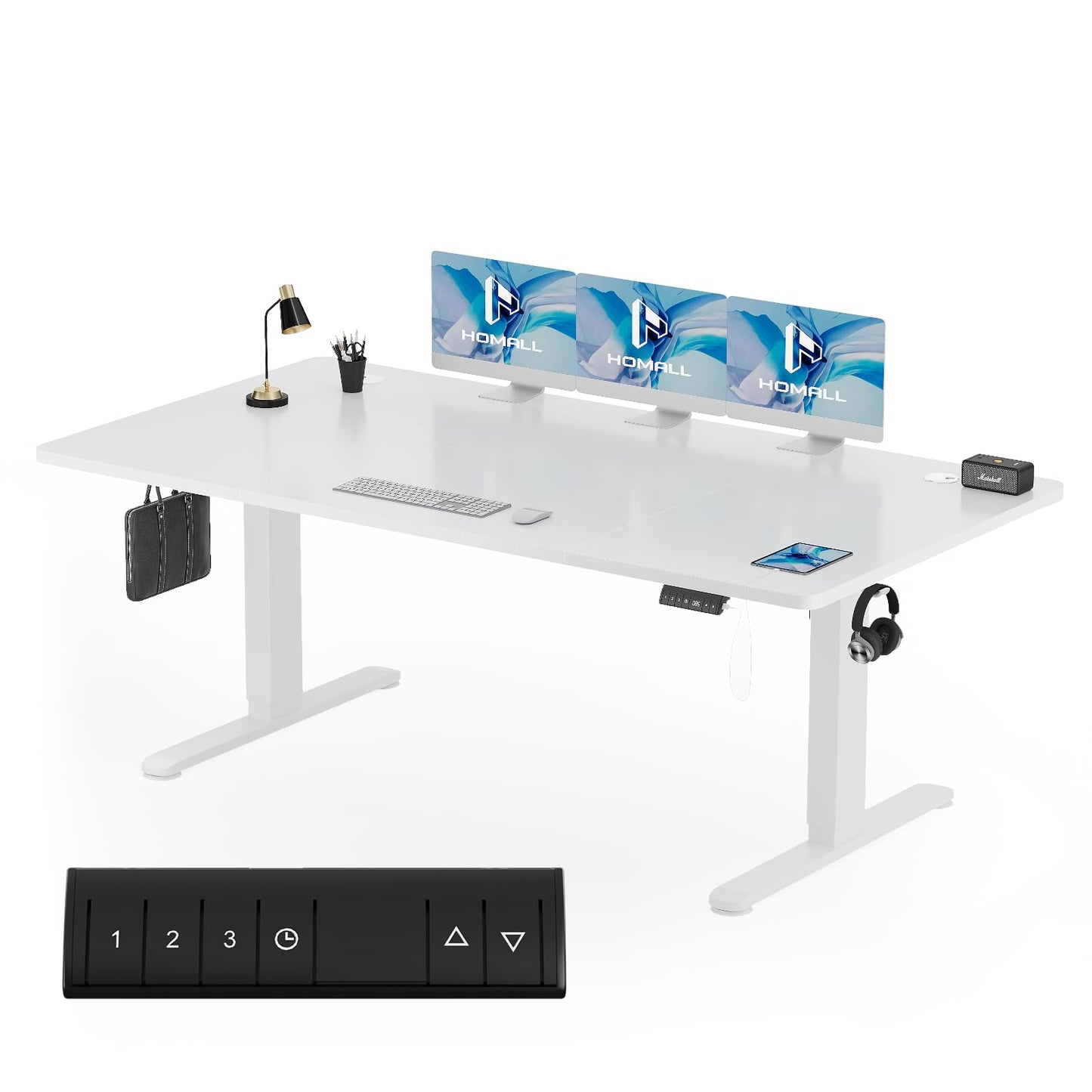 Homall Escritorio 140 x 80 cm,Escritorio Elevable con Carga USB,Mesa Elevable Escritorio Equipado con 3 Funciones de Memoria y Recordatorio,Mesas Elevables Modernas,Mesa Regulable Altura