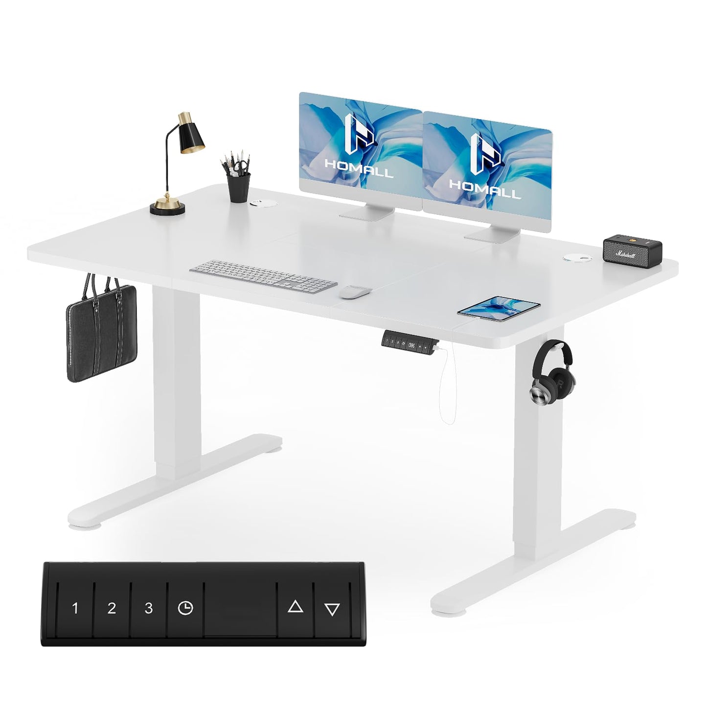 Homall Escritorio 140 x 80 cm,Escritorio Elevable con Carga USB,Mesa Elevable Escritorio Equipado con 3 Funciones de Memoria y Recordatorio,Mesas Elevables Modernas,Mesa Regulable Altura