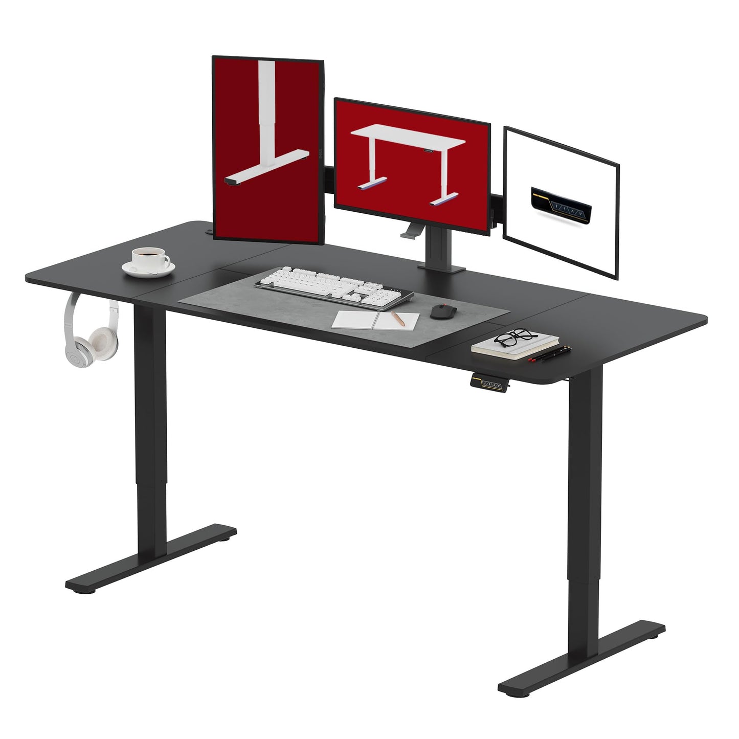SANODESK QS1 140 x 60 cm Escritorio Elevable Eléctrico con Tablero Escritorio Regulable en Altura Eléctrico Telescópico Bidireccional con Control de Memoria y Tecnología Anticolisión (Blanco)