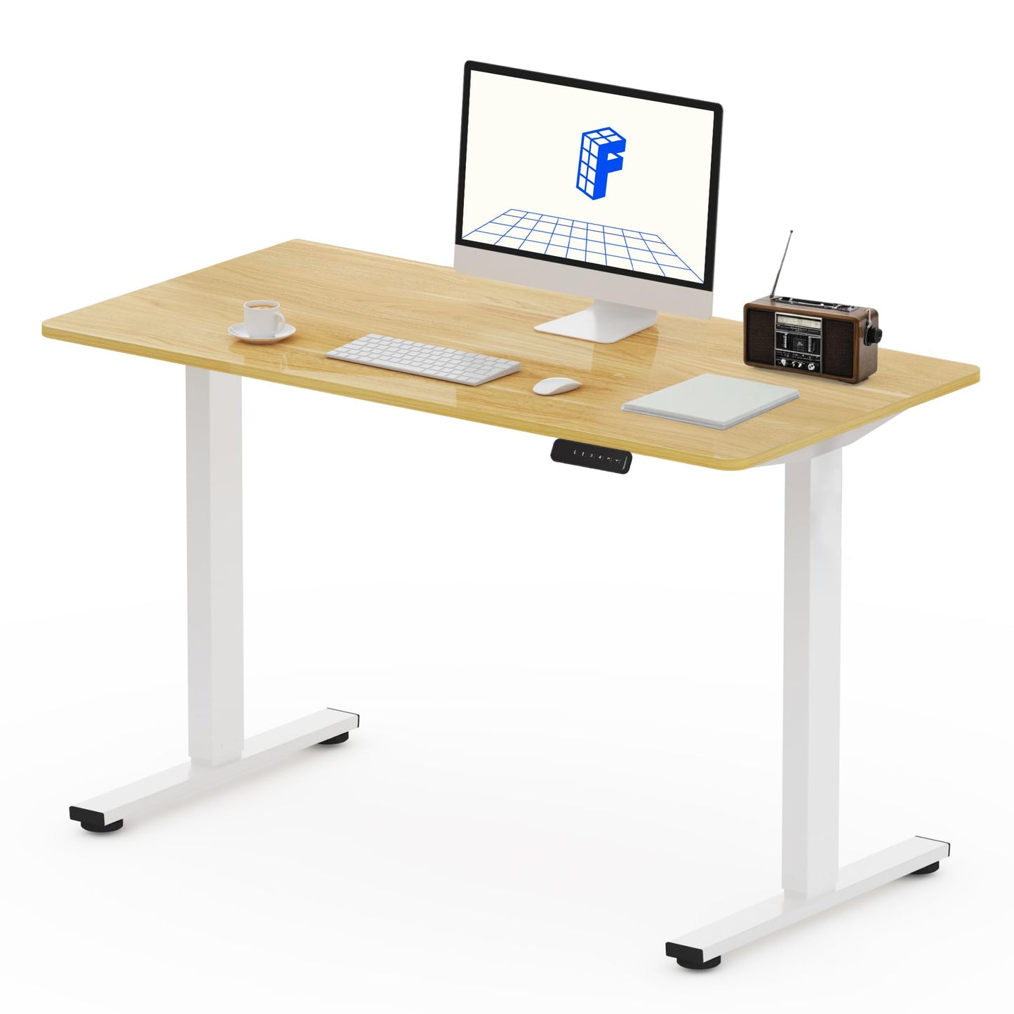 FLEXISPOT 140X60cm Escritorio Elevable Eléctrico con Tablero, con Gancho y Portavasos, Standing Desk, Mesa Elevable Escritorio de Elevable con Memoria Inteligente para Oficina y Hogar(Blanco)