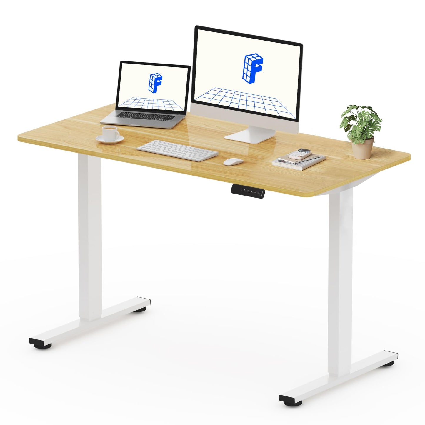FLEXISPOT 140X60cm Escritorio Elevable Eléctrico con Tablero, con Gancho y Portavasos, Standing Desk, Mesa Elevable Escritorio de Elevable con Memoria Inteligente para Oficina y Hogar(Blanco)
