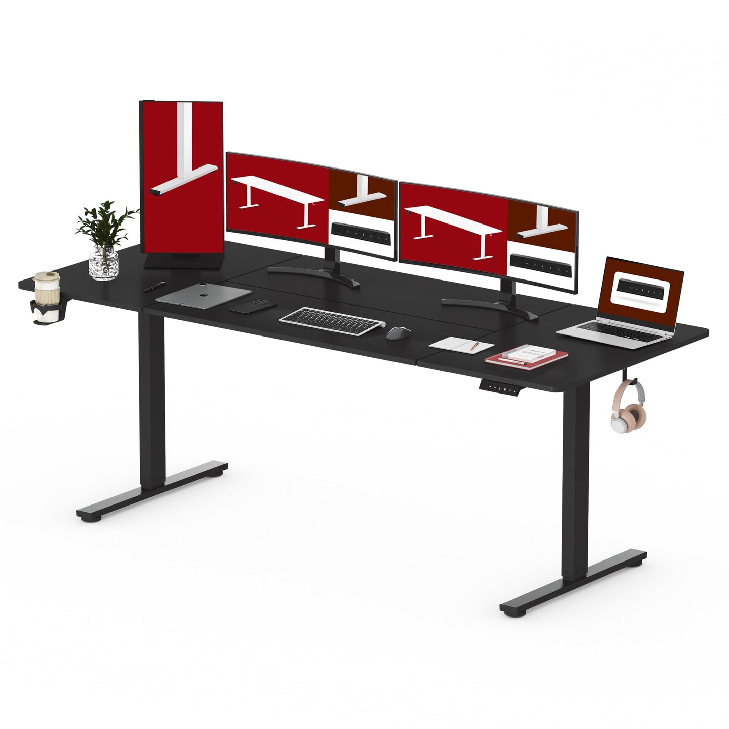 SANODESK QS1 140 x 60 cm Escritorio Elevable Eléctrico con Tablero Escritorio Regulable en Altura Eléctrico Telescópico Bidireccional con Control de Memoria y Tecnología Anticolisión (Blanco)
