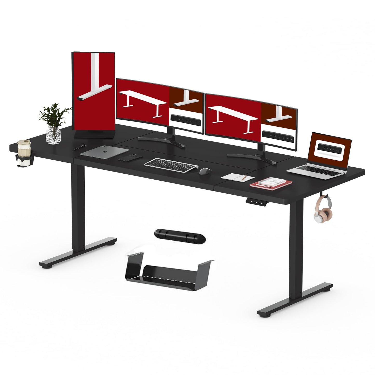 SANODESK FQ1 140x60cm Escritorio Elevable Eléctrico con Tablero, Standing Desk, Mesa Elevable para Computadora con Gancho, Cerradura para niños, Función de Memoria para Oficina y Hogar-Blanco Arce