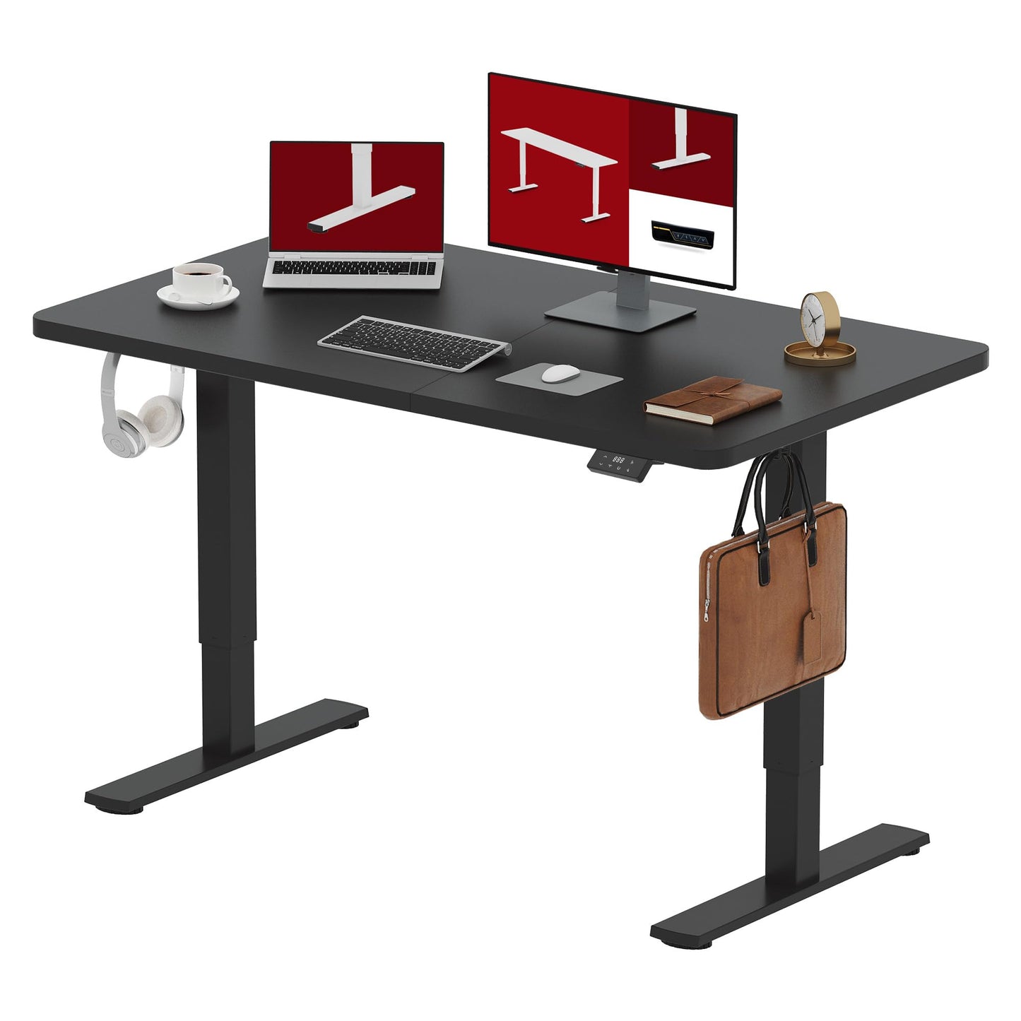 SANODESK QS1 140 x 60 cm Escritorio Elevable Eléctrico con Tablero Escritorio Regulable en Altura Eléctrico Telescópico Bidireccional con Control de Memoria y Tecnología Anticolisión (Blanco)