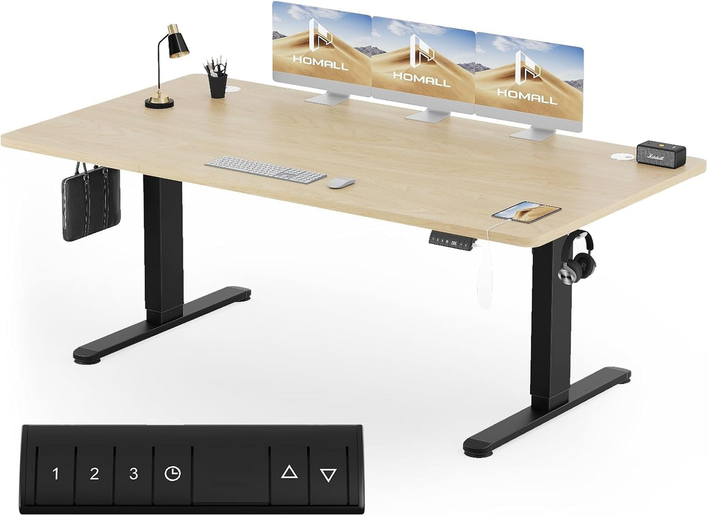 Homall Escritorio 140 x 80 cm,Escritorio Elevable con Carga USB,Mesa Elevable Escritorio Equipado con 3 Funciones de Memoria y Recordatorio,Mesas Elevables Modernas,Mesa Regulable Altura