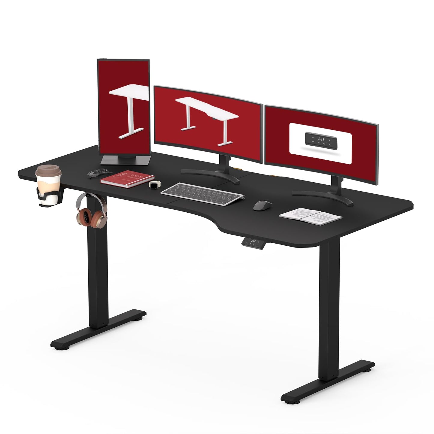 SANODESK QS1 140 x 60 cm Escritorio Elevable Eléctrico con Tablero Escritorio Regulable en Altura Eléctrico Telescópico Bidireccional con Control de Memoria y Tecnología Anticolisión (Blanco)