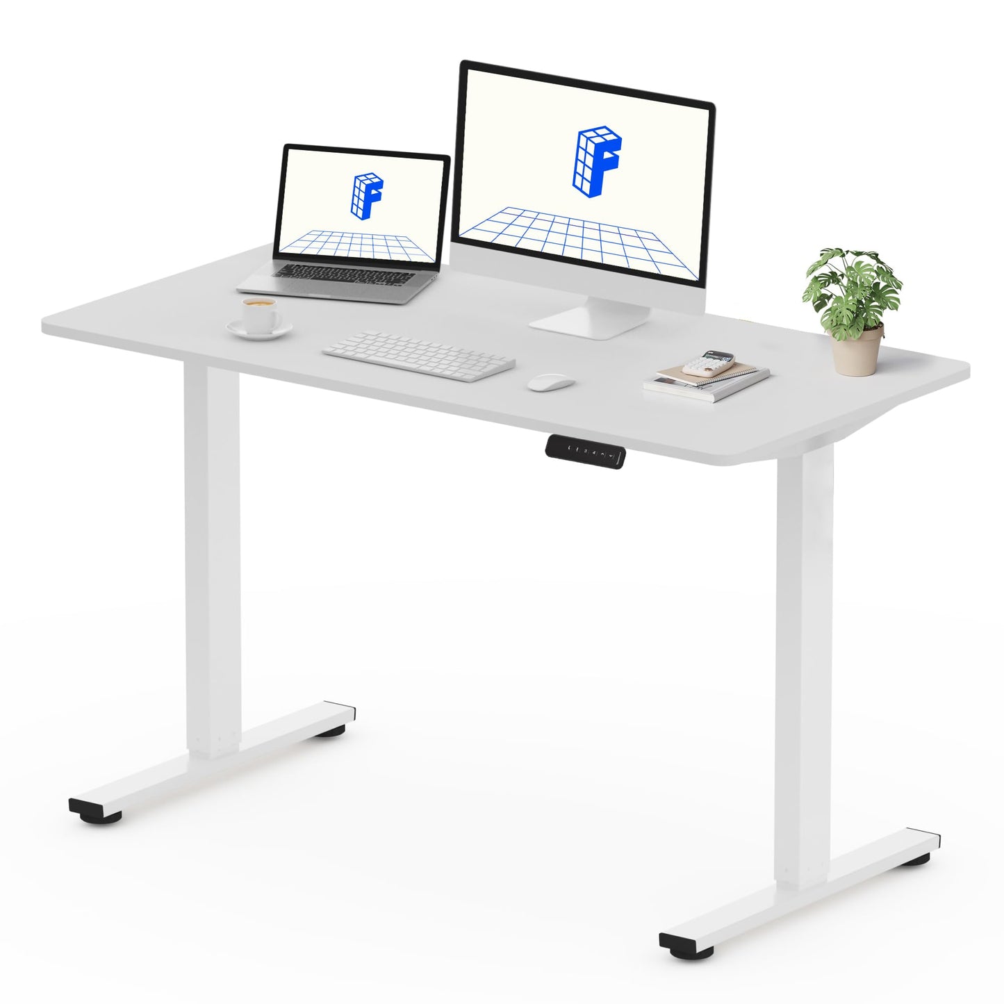 FLEXISPOT 140X60cm Escritorio Elevable Eléctrico con Tablero, con Gancho y Portavasos, Standing Desk, Mesa Elevable Escritorio de Elevable con Memoria Inteligente para Oficina y Hogar(Blanco)