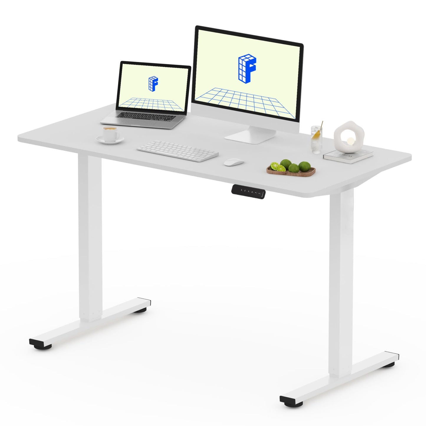 FLEXISPOT QE Pro Escritorio Elevable Eléctrico 140x60cm, Mesa Elevable con 2 Ganchos, Portavasos y Organizador de Cables, 4 Función de Memoria, Standing Desk para Oficina & Hogar y Teletrabajo, Negro