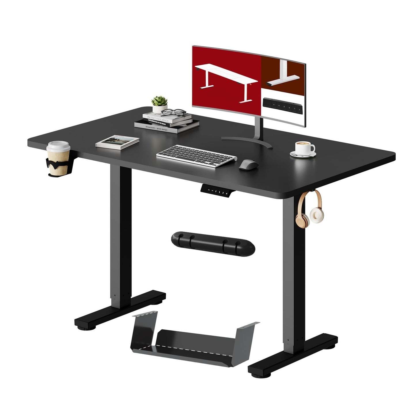 SANODESK QS1 140 x 60 cm Escritorio Elevable Eléctrico con Tablero Escritorio Regulable en Altura Eléctrico Telescópico Bidireccional con Control de Memoria y Tecnología Anticolisión (Blanco)