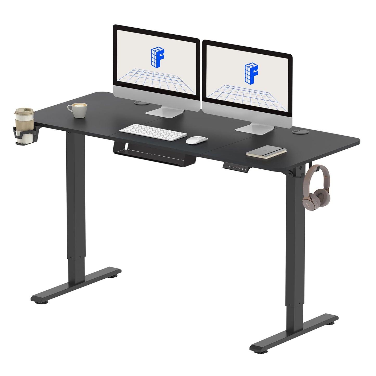 FLEXISPOT 140X60cm Escritorio Elevable Eléctrico con Tablero, con Gancho y Portavasos, Standing Desk, Mesa Elevable Escritorio de Elevable con Memoria Inteligente para Oficina y Hogar(Blanco)
