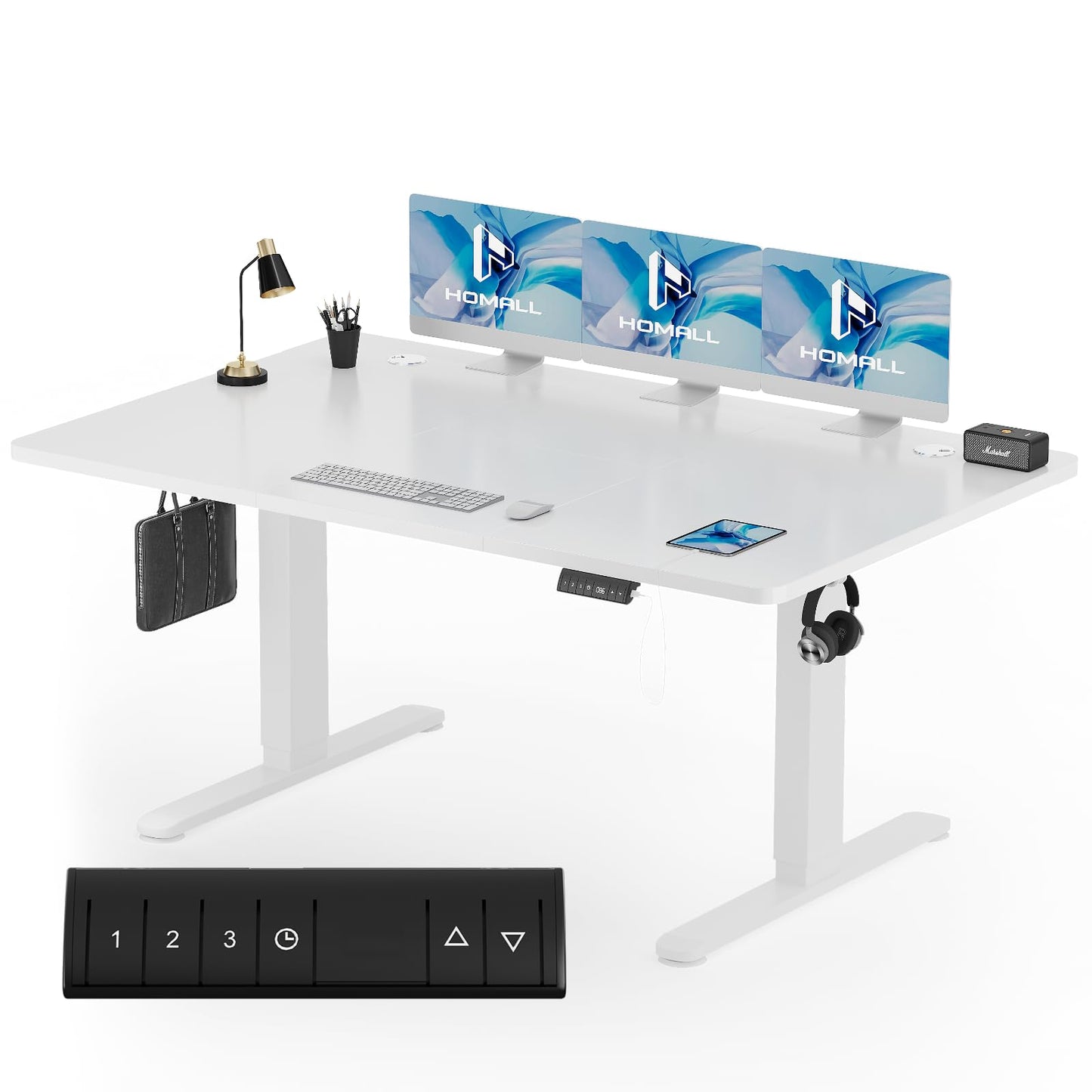 Homall Escritorio 140 x 80 cm,Escritorio Elevable con Carga USB,Mesa Elevable Escritorio Equipado con 3 Funciones de Memoria y Recordatorio,Mesas Elevables Modernas,Mesa Regulable Altura