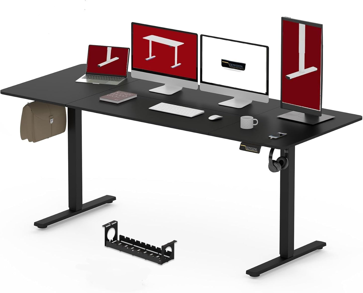 SANODESK QS1 140 x 60 cm Escritorio Elevable Eléctrico con Tablero Escritorio Regulable en Altura Eléctrico Telescópico Bidireccional con Control de Memoria y Tecnología Anticolisión (Blanco)