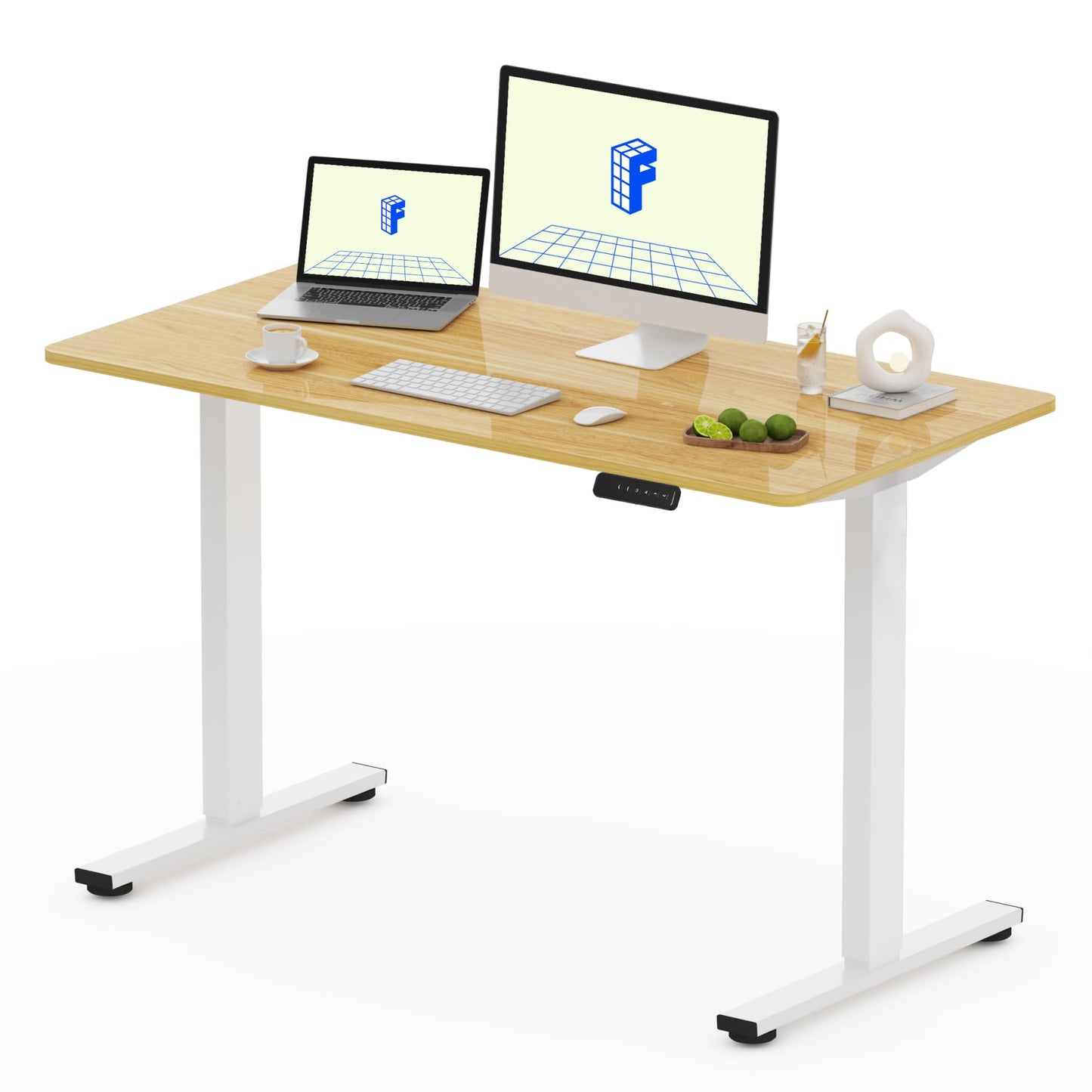 FLEXISPOT QE Pro Escritorio Elevable Eléctrico 140x60cm, Mesa Elevable con 2 Ganchos, Portavasos y Organizador de Cables, 4 Función de Memoria, Standing Desk para Oficina & Hogar y Teletrabajo, Negro