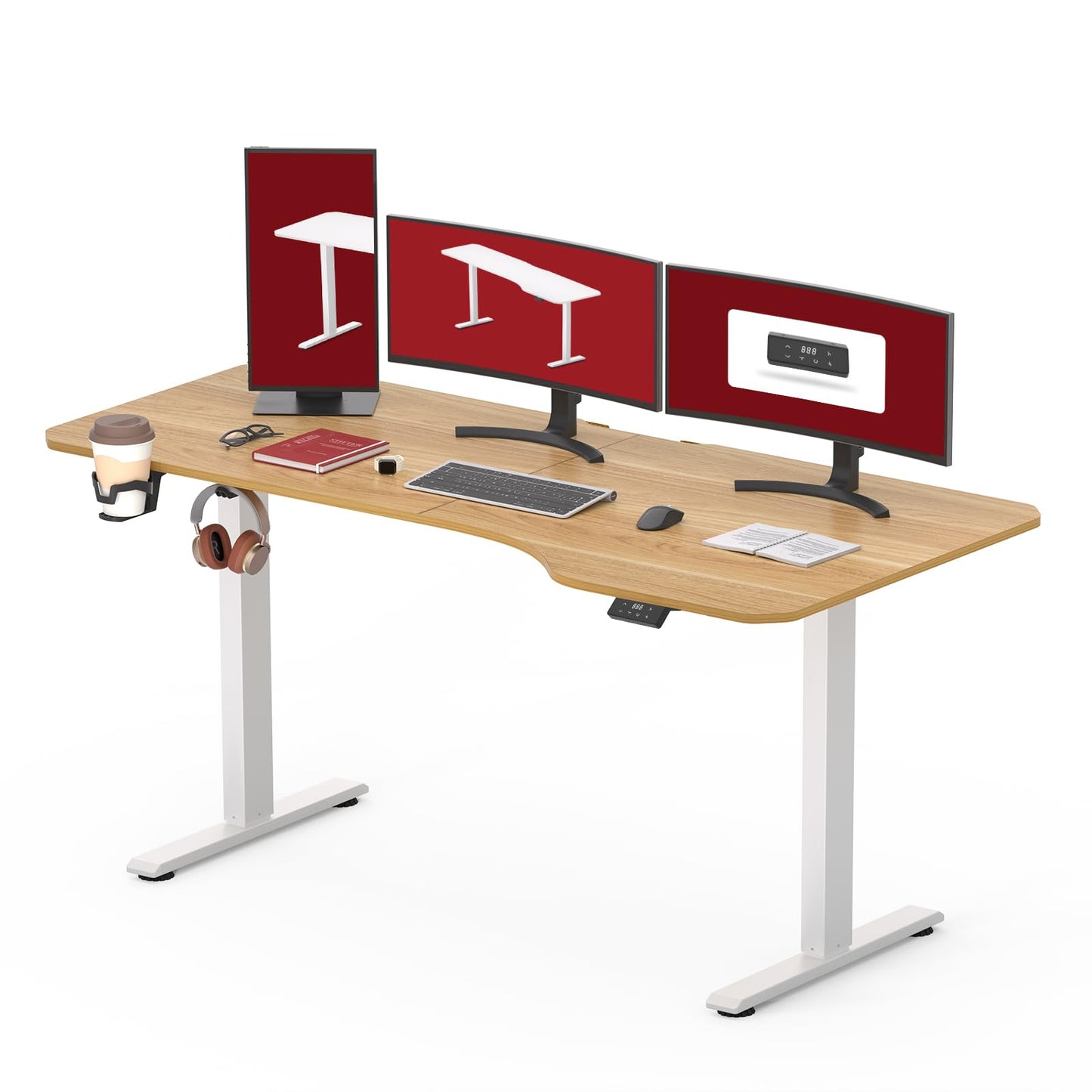 SANODESK QS1 140 x 60 cm Escritorio Elevable Eléctrico con Tablero Escritorio Regulable en Altura Eléctrico Telescópico Bidireccional con Control de Memoria y Tecnología Anticolisión (Blanco)