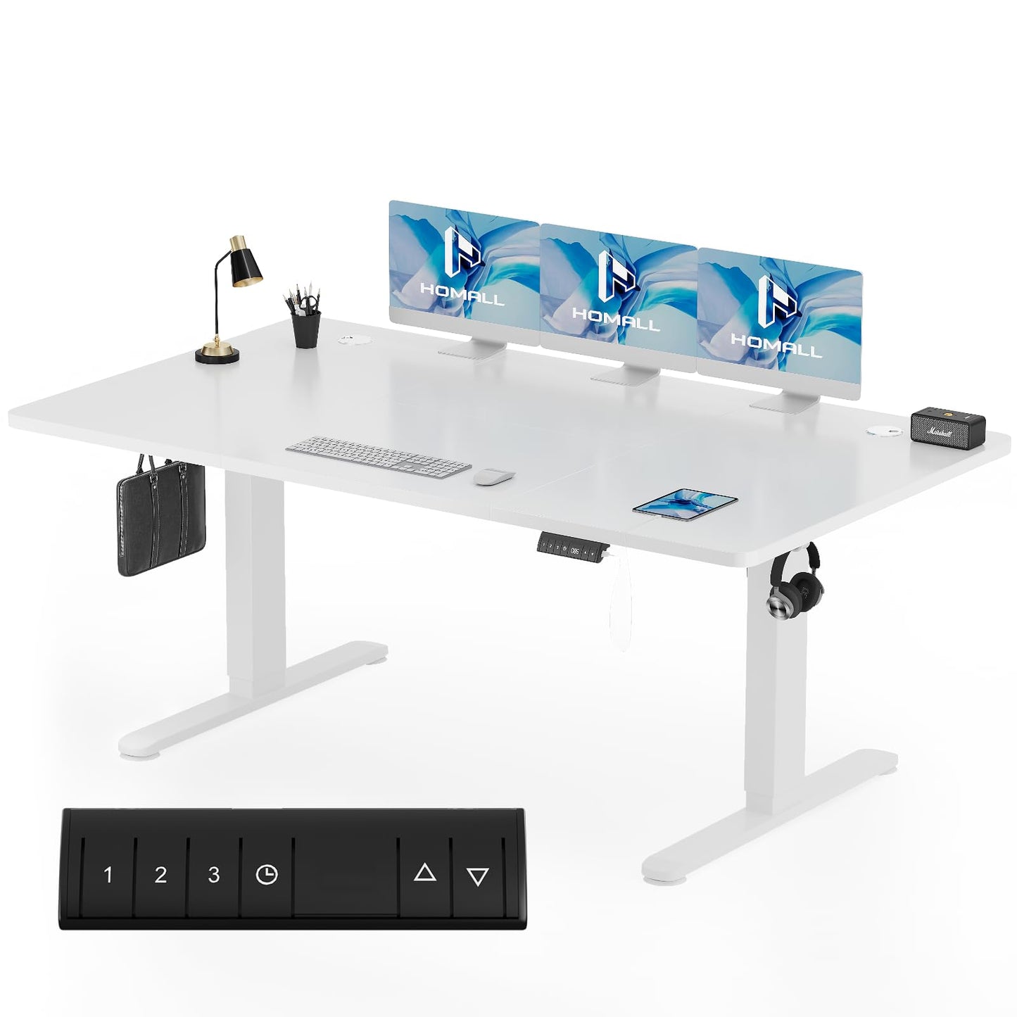 Homall Escritorio 140 x 80 cm,Escritorio Elevable con Carga USB,Mesa Elevable Escritorio Equipado con 3 Funciones de Memoria y Recordatorio,Mesas Elevables Modernas,Mesa Regulable Altura