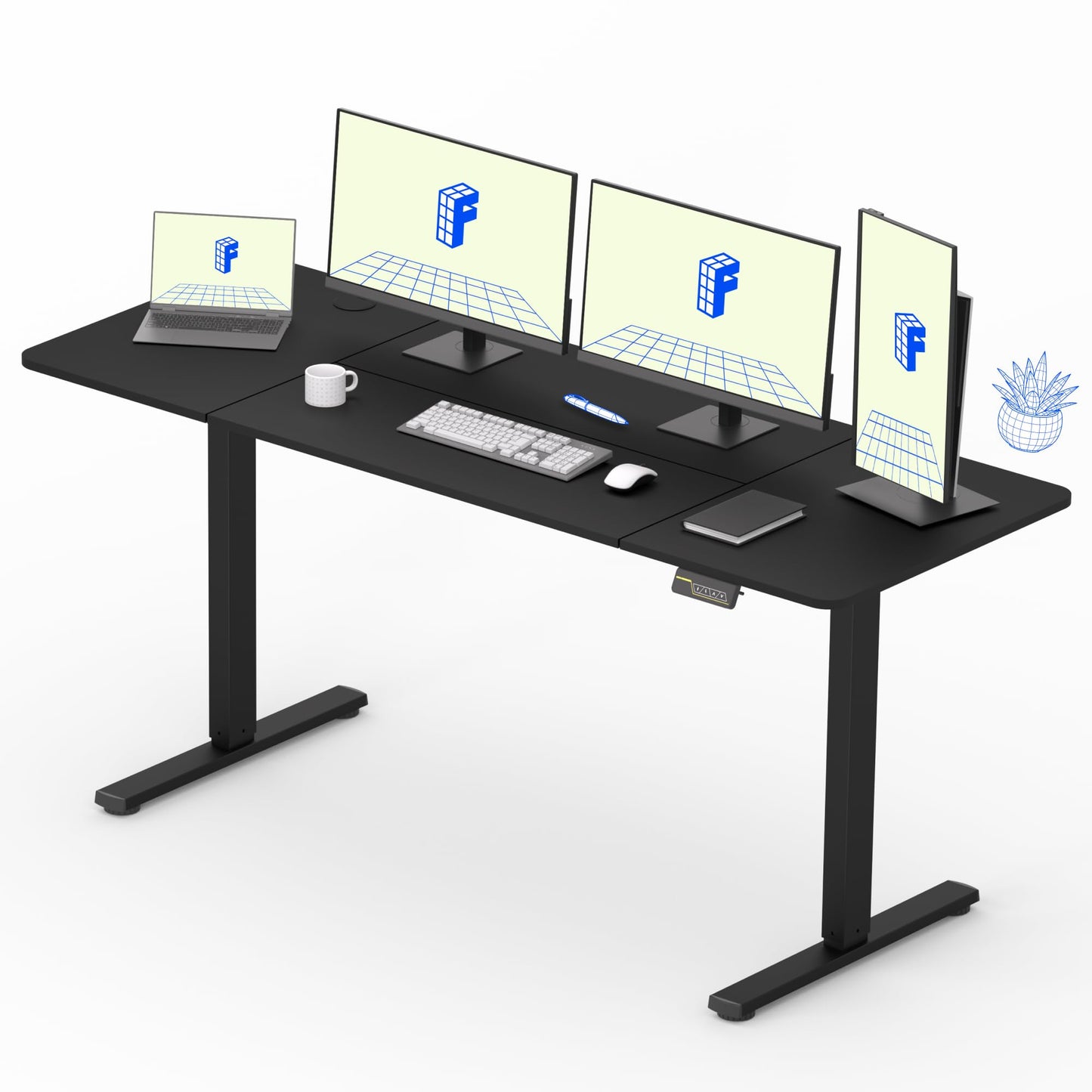 FLEXISPOT 140X60cm Escritorio Elevable Eléctrico con Tablero, con Gancho y Portavasos, Standing Desk, Mesa Elevable Escritorio de Elevable con Memoria Inteligente para Oficina y Hogar(Blanco)