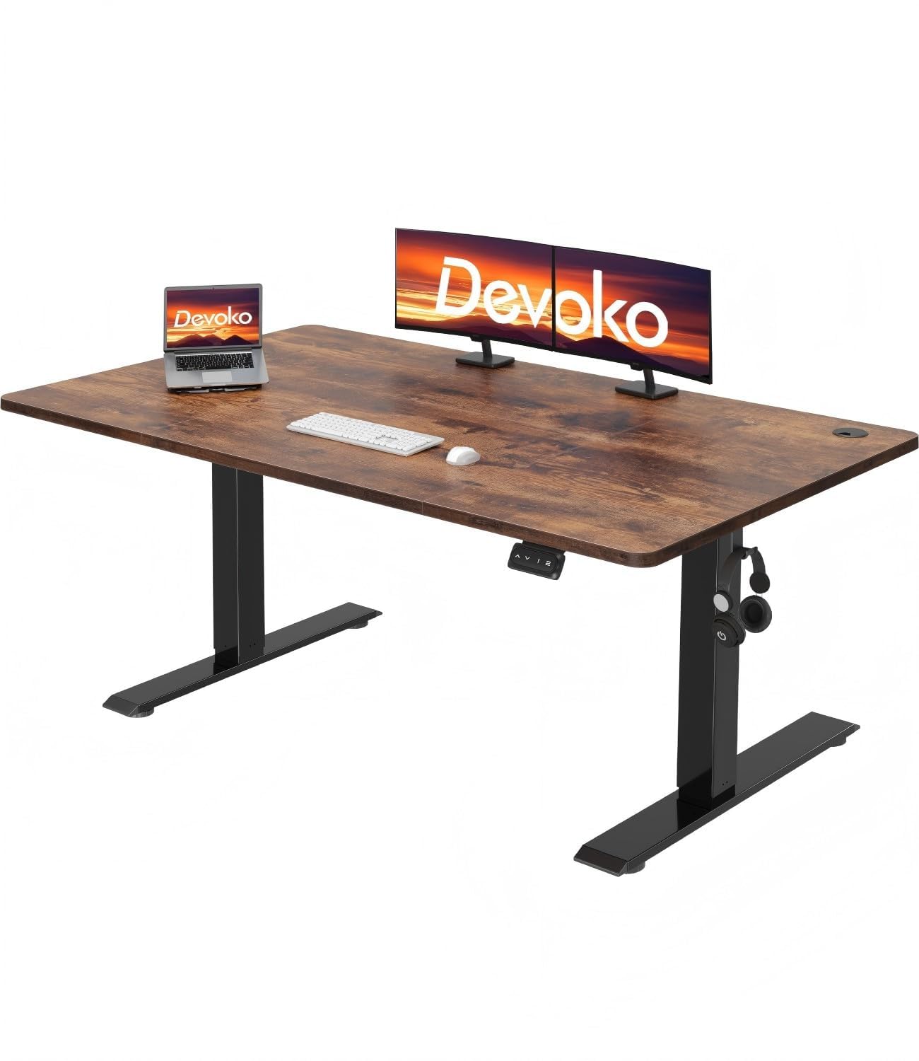 Devoko 140x60 cm Escritorio Regulable en Altura, Escritorio Elevable Eléctrico Telescópico Bidireccional, Escritorio de Oficinay Hogar, para Estudio en Casa con Tablero Ensamblado, Blanco