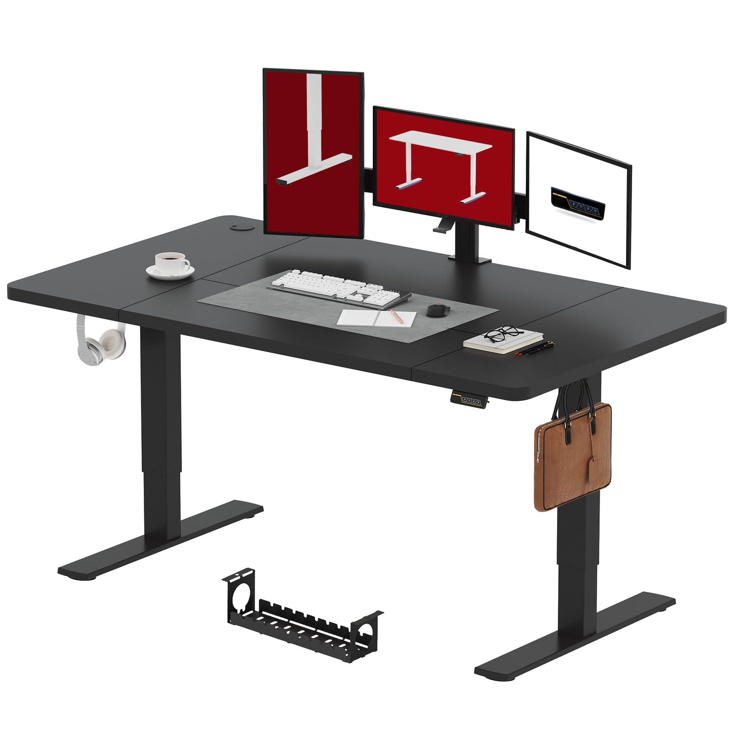 SANODESK FQ1 140x60cm Escritorio Elevable Eléctrico con Tablero, Standing Desk, Mesa Elevable para Computadora con Gancho, Cerradura para niños, Función de Memoria para Oficina y Hogar-Blanco Arce