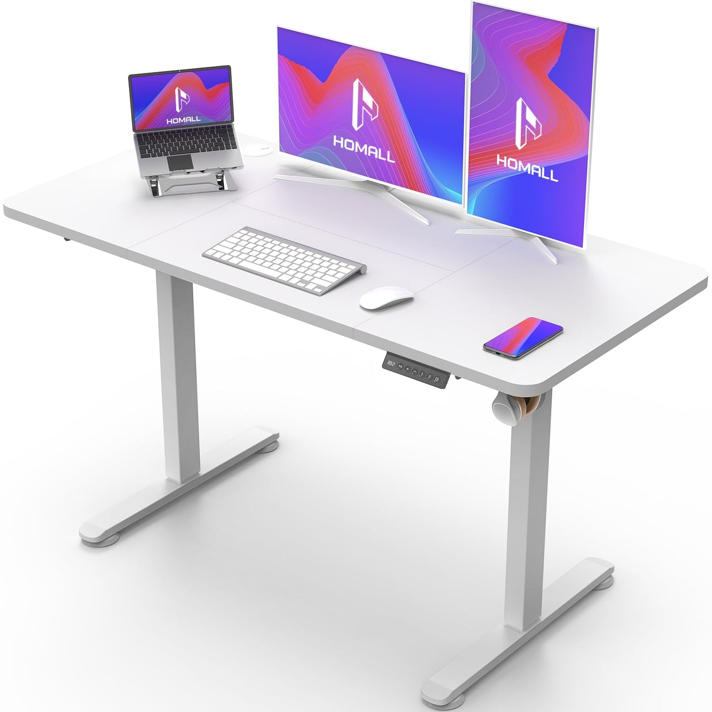 Homall 140X60 Cm Escritorio Elevable con Toma USB, Escritorio Elevable Eléctrico con Funciones De Sistema Anticolisión, Mesa De Escritorio con Soporte Eléctrico,Marrón