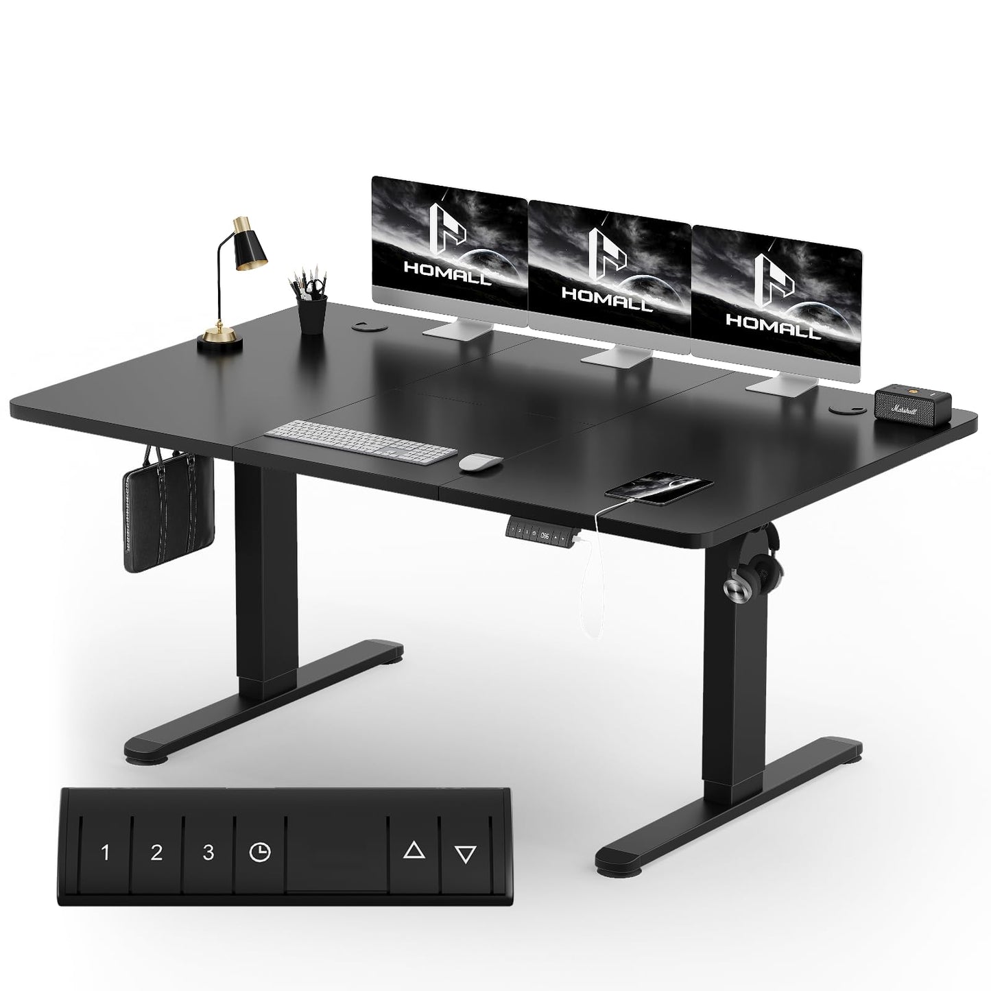 Homall Escritorio 140 x 80 cm,Escritorio Elevable con Carga USB,Mesa Elevable Escritorio Equipado con 3 Funciones de Memoria y Recordatorio,Mesas Elevables Modernas,Mesa Regulable Altura