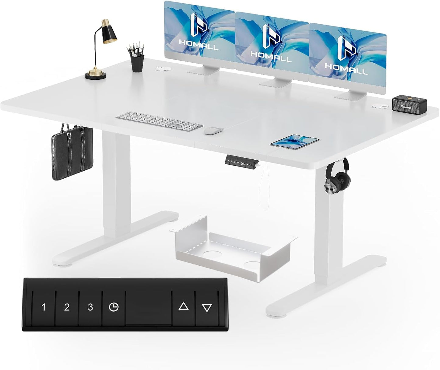 Homall Escritorio 140 x 80 cm,Escritorio Elevable con Carga USB,Mesa Elevable Escritorio Equipado con 3 Funciones de Memoria y Recordatorio,Mesas Elevables Modernas,Mesa Regulable Altura