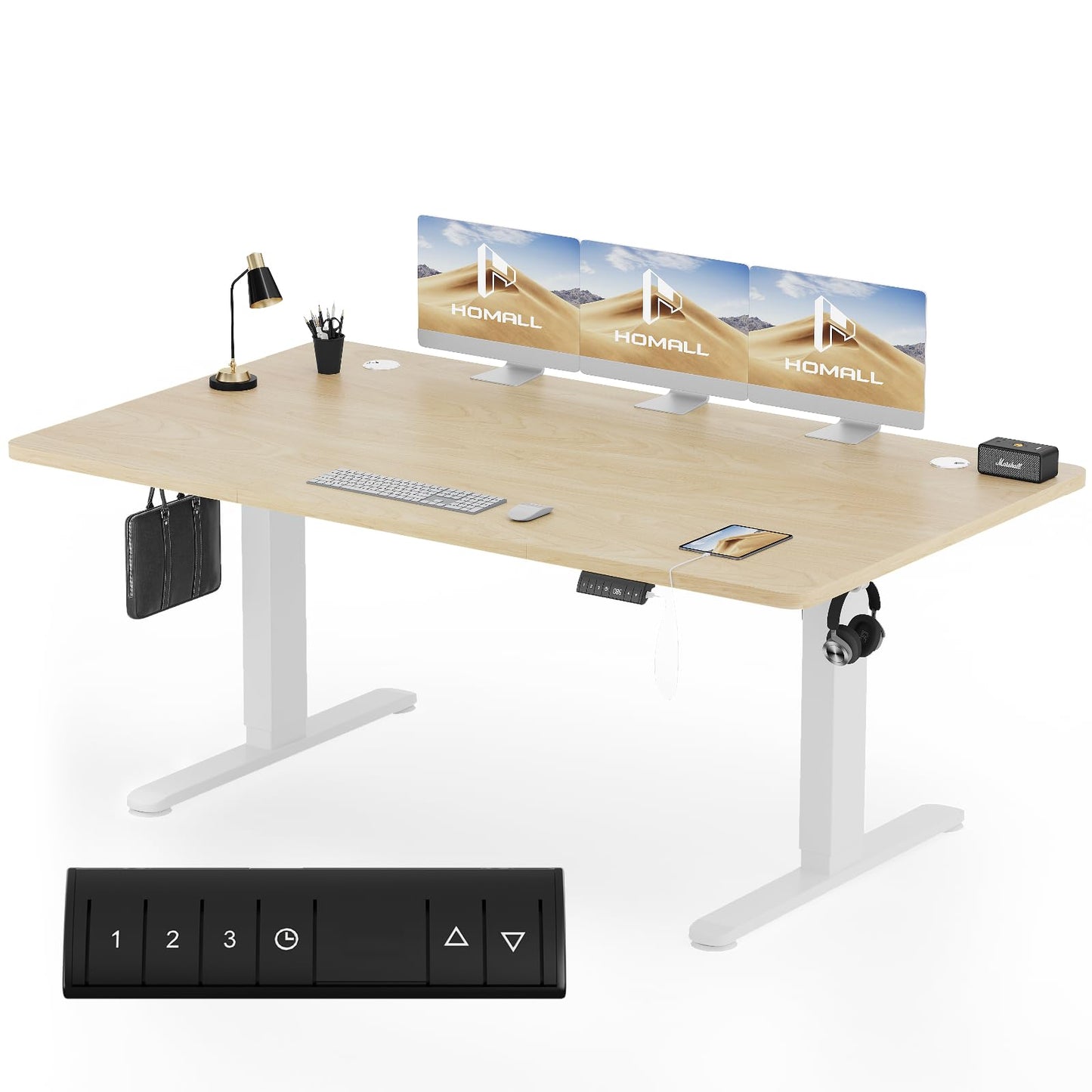 Homall Escritorio 140 x 80 cm,Escritorio Elevable con Carga USB,Mesa Elevable Escritorio Equipado con 3 Funciones de Memoria y Recordatorio,Mesas Elevables Modernas,Mesa Regulable Altura