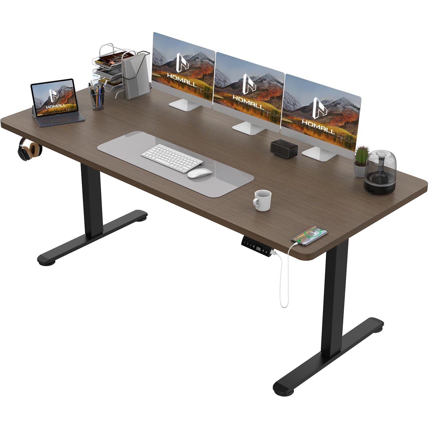Homall Escritorio 140 x 80 cm,Escritorio Elevable con Carga USB,Mesa Elevable Escritorio Equipado con 3 Funciones de Memoria y Recordatorio,Mesas Elevables Modernas,Mesa Regulable Altura