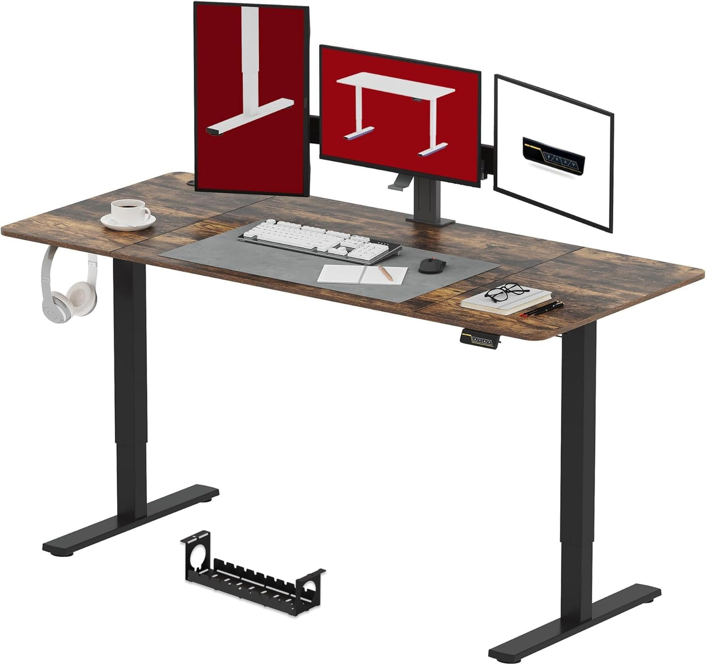 SANODESK QS1 140 x 60 cm Escritorio Elevable Eléctrico con Tablero Escritorio Regulable en Altura Eléctrico Telescópico Bidireccional con Control de Memoria y Tecnología Anticolisión (Blanco)