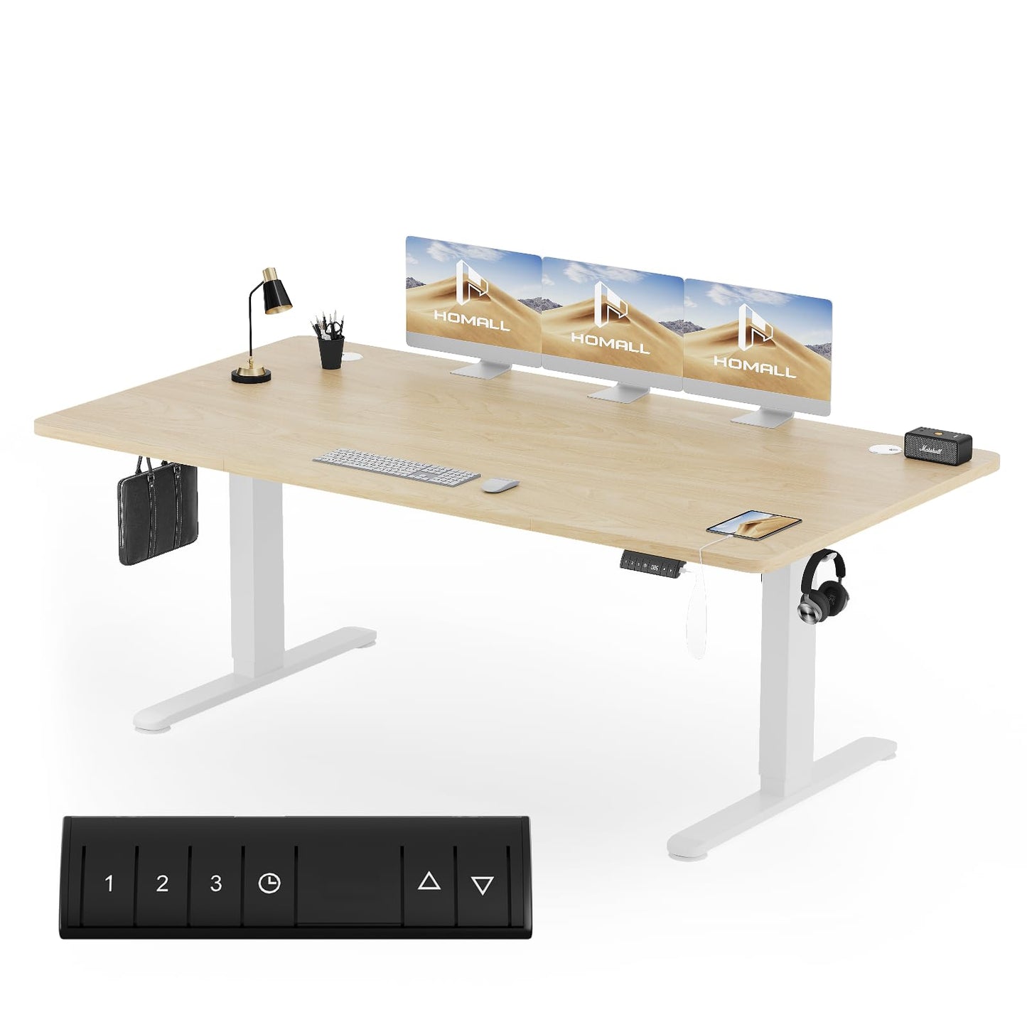 Homall Escritorio 140 x 80 cm,Escritorio Elevable con Carga USB,Mesa Elevable Escritorio Equipado con 3 Funciones de Memoria y Recordatorio,Mesas Elevables Modernas,Mesa Regulable Altura
