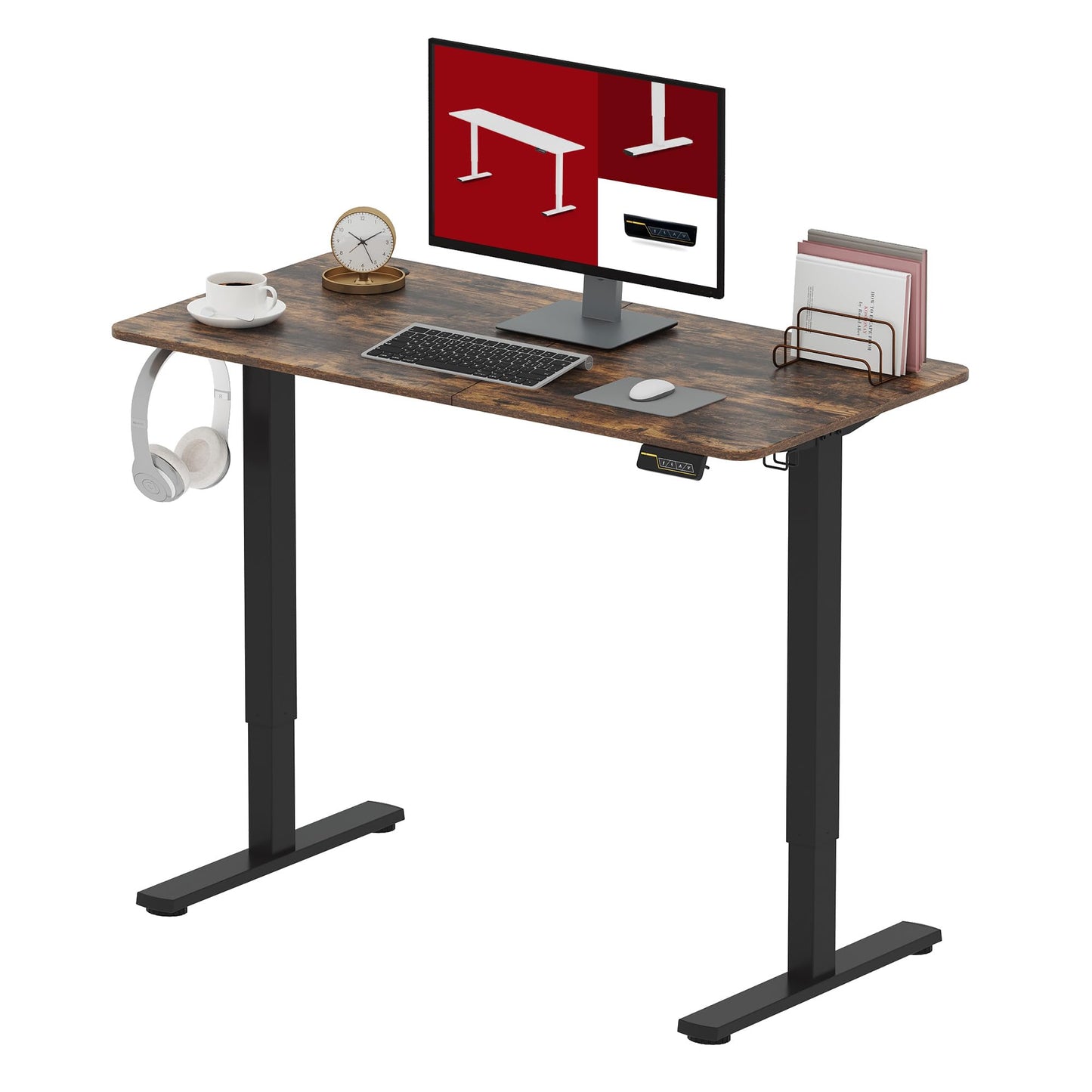 SANODESK QS1 140 x 60 cm Escritorio Elevable Eléctrico con Tablero Escritorio Regulable en Altura Eléctrico Telescópico Bidireccional con Control de Memoria y Tecnología Anticolisión (Blanco)