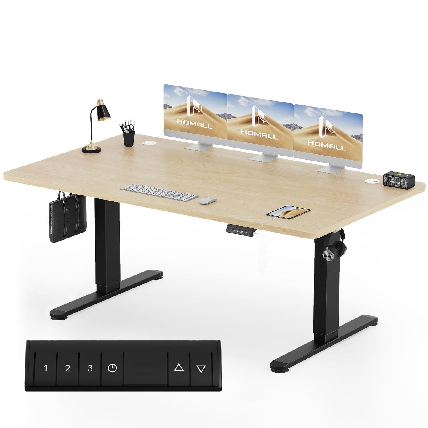 Homall Escritorio 140 x 80 cm,Escritorio Elevable con Carga USB,Mesa Elevable Escritorio Equipado con 3 Funciones de Memoria y Recordatorio,Mesas Elevables Modernas,Mesa Regulable Altura