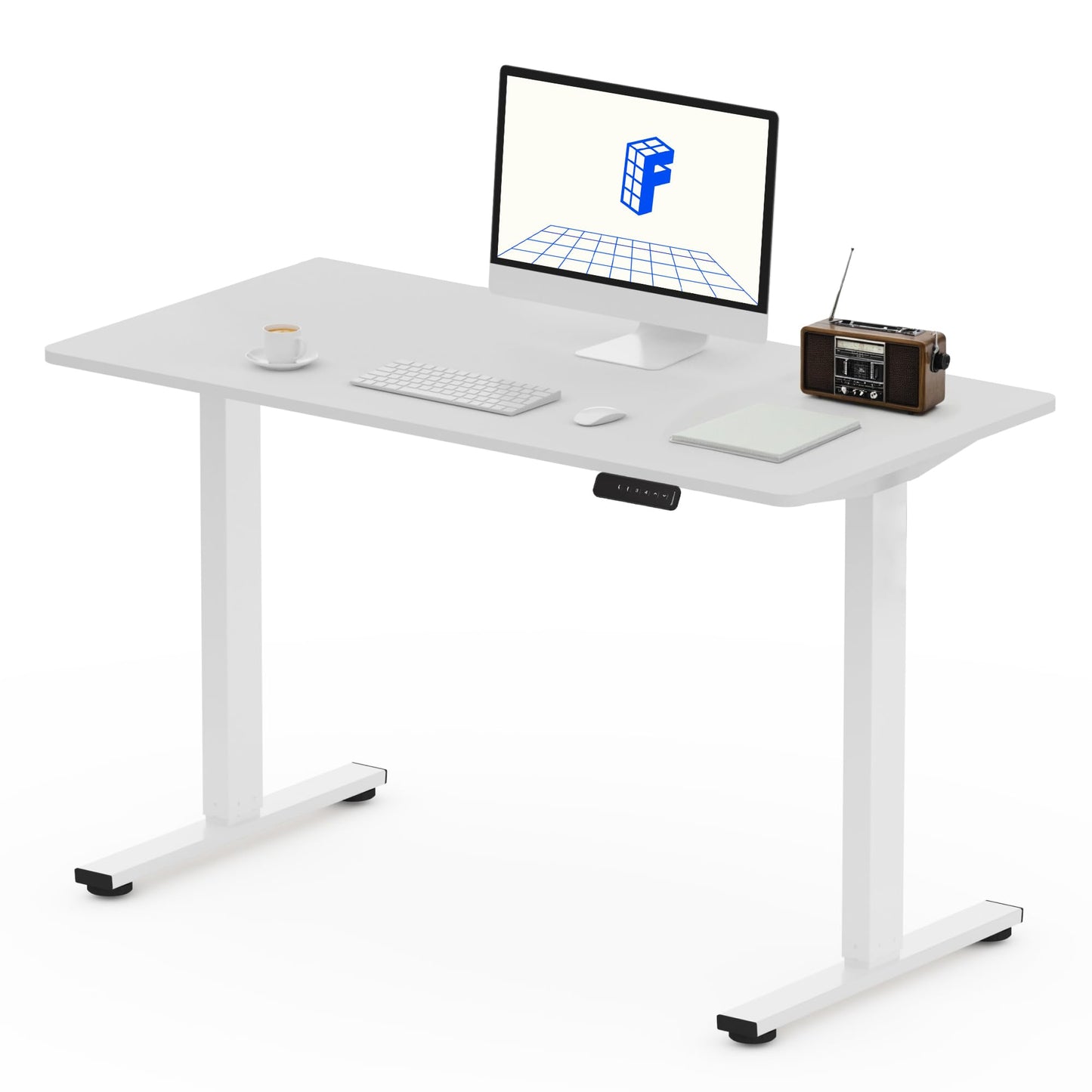 FLEXISPOT 140X60cm Escritorio Elevable Eléctrico con Tablero, con Gancho y Portavasos, Standing Desk, Mesa Elevable Escritorio de Elevable con Memoria Inteligente para Oficina y Hogar(Blanco)
