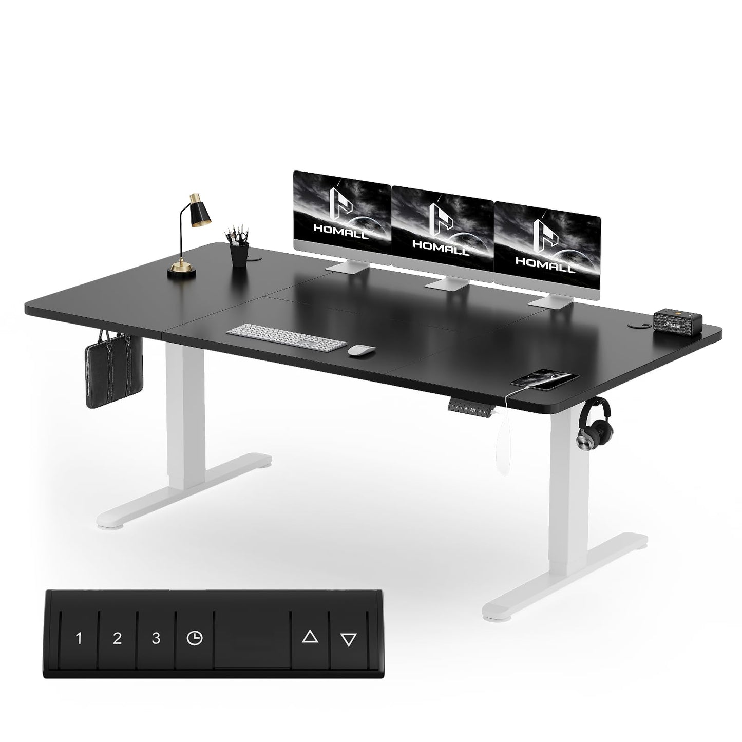 Homall Escritorio 140 x 80 cm,Escritorio Elevable con Carga USB,Mesa Elevable Escritorio Equipado con 3 Funciones de Memoria y Recordatorio,Mesas Elevables Modernas,Mesa Regulable Altura