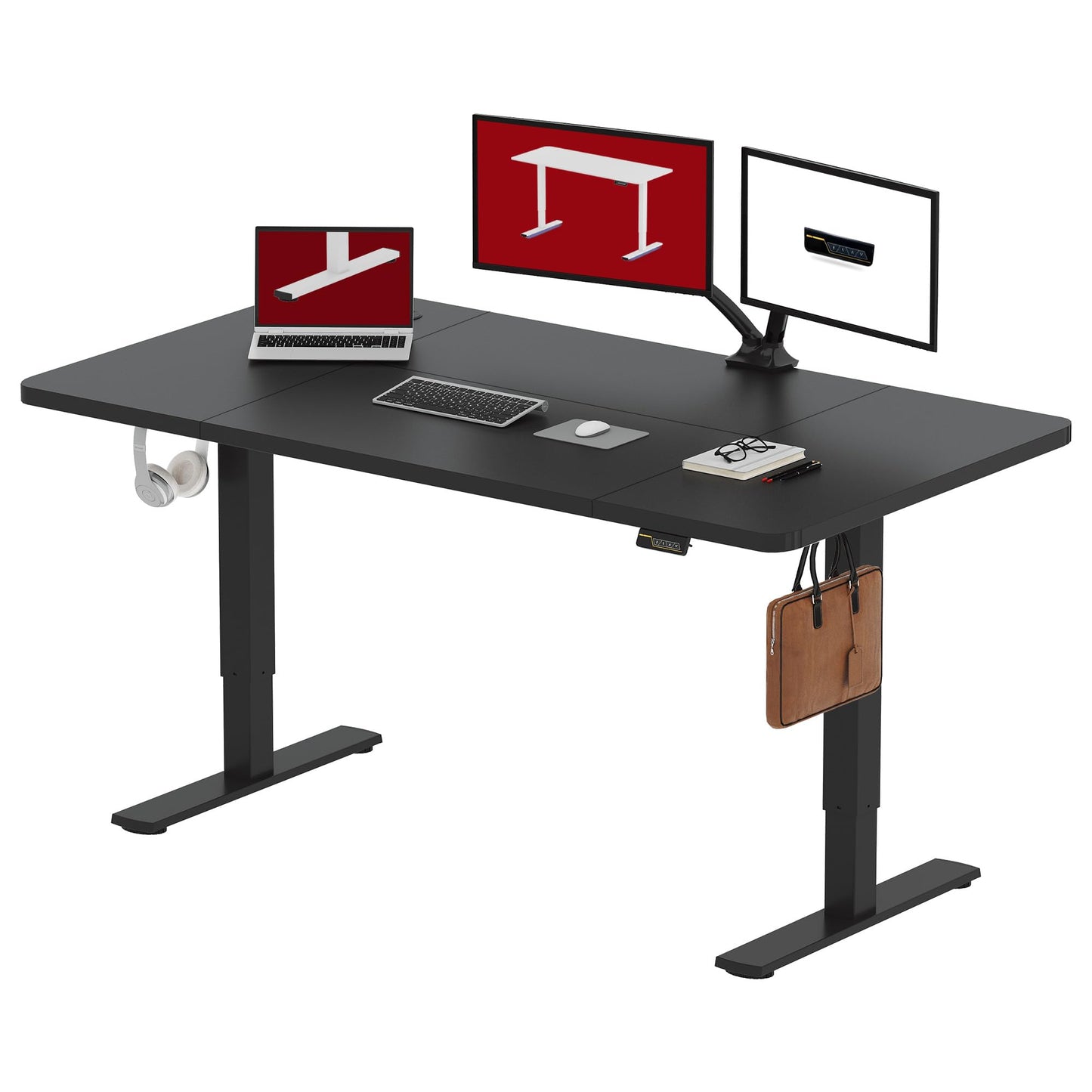 SANODESK FQ1 140x60cm Escritorio Elevable Eléctrico con Tablero, Standing Desk, Mesa Elevable para Computadora con Gancho, Cerradura para niños, Función de Memoria para Oficina y Hogar-Blanco Arce