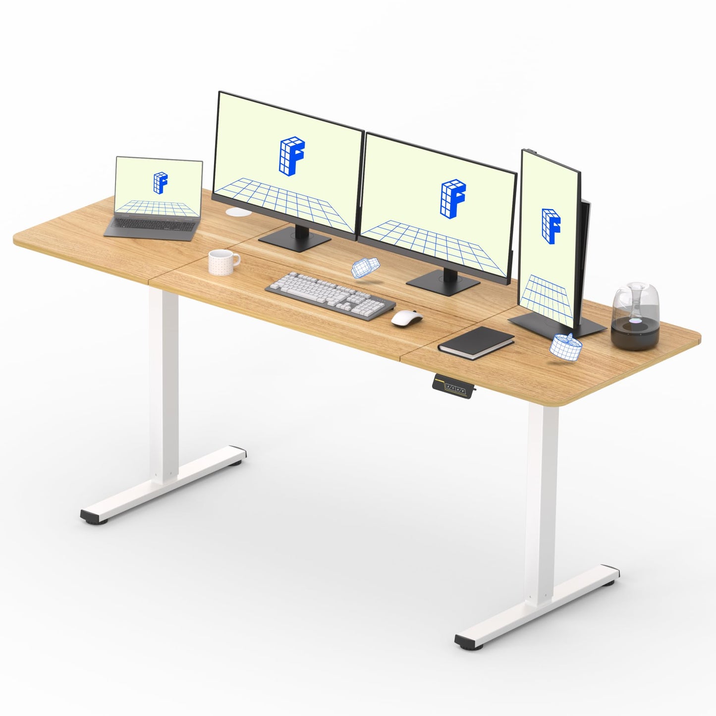 FLEXISPOT 140X60cm Escritorio Elevable Eléctrico con Tablero, con Gancho y Portavasos, Standing Desk, Mesa Elevable Escritorio de Elevable con Memoria Inteligente para Oficina y Hogar(Blanco)