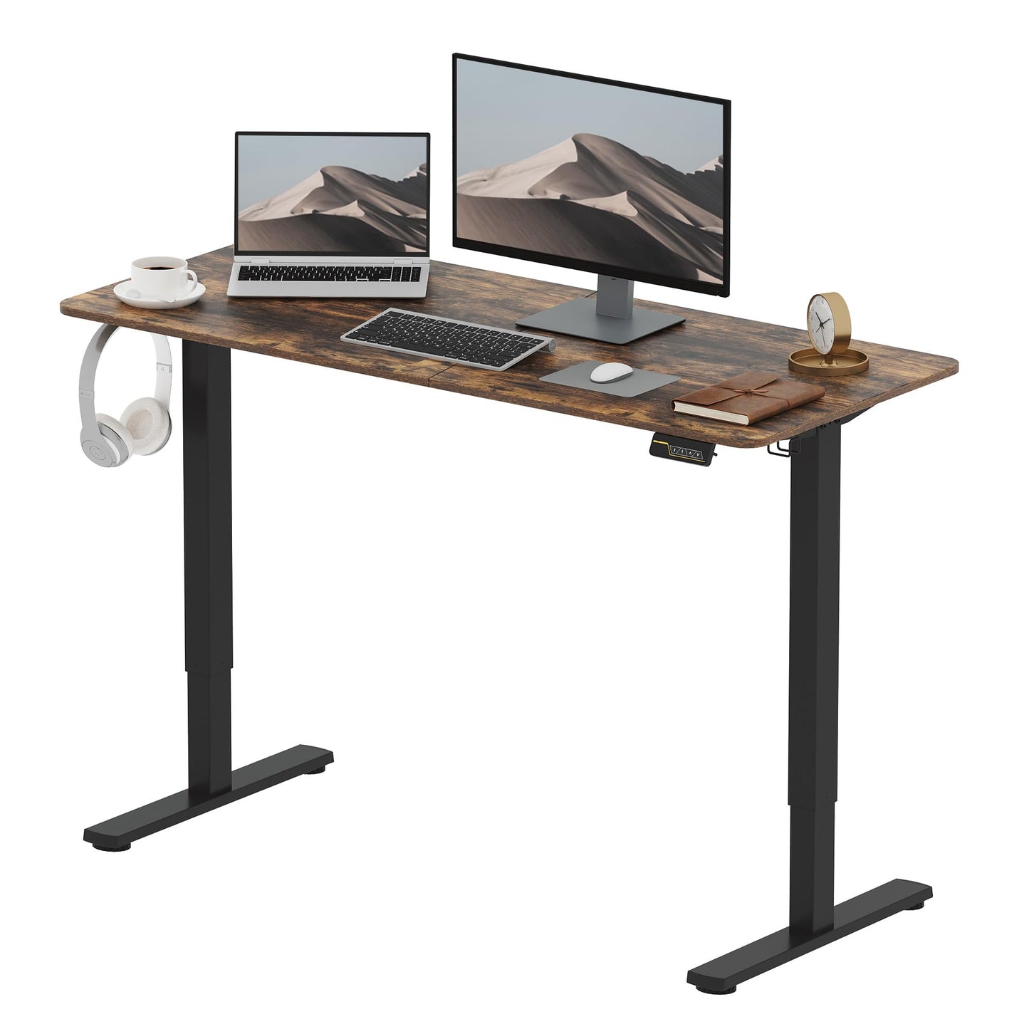 SANODESK FQ1 140x60cm Escritorio Elevable Eléctrico con Tablero, Standing Desk, Mesa Elevable para Computadora con Gancho, Cerradura para niños, Función de Memoria para Oficina y Hogar-Blanco Arce
