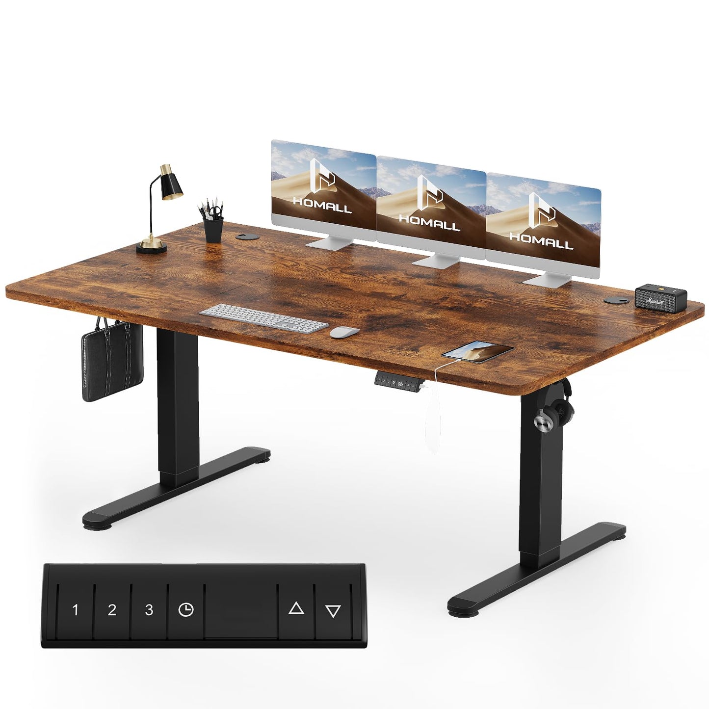 Homall Escritorio 140 x 80 cm,Escritorio Elevable con Carga USB,Mesa Elevable Escritorio Equipado con 3 Funciones de Memoria y Recordatorio,Mesas Elevables Modernas,Mesa Regulable Altura