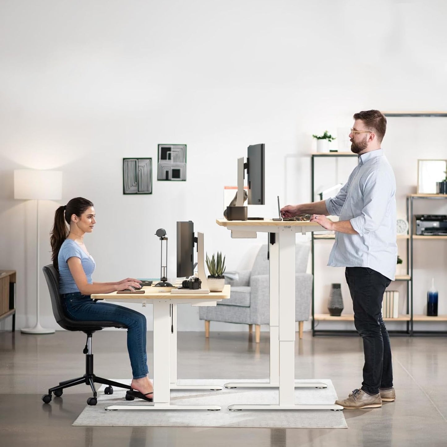 Homall Escritorio 140 x 80 cm,Escritorio Elevable con Carga USB,Mesa Elevable Escritorio Equipado con 3 Funciones de Memoria y Recordatorio,Mesas Elevables Modernas,Mesa Regulable Altura