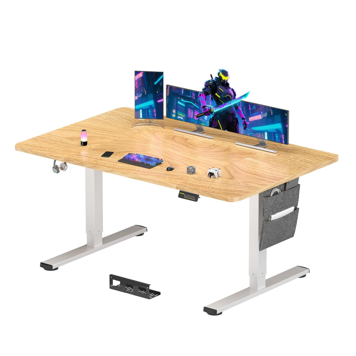 SANODESK QS-Gaming Escritorio Elevable Eléctrico 160x60 cm, Regulable en Altura, Control con Función de Memoria y Gancho, Negro