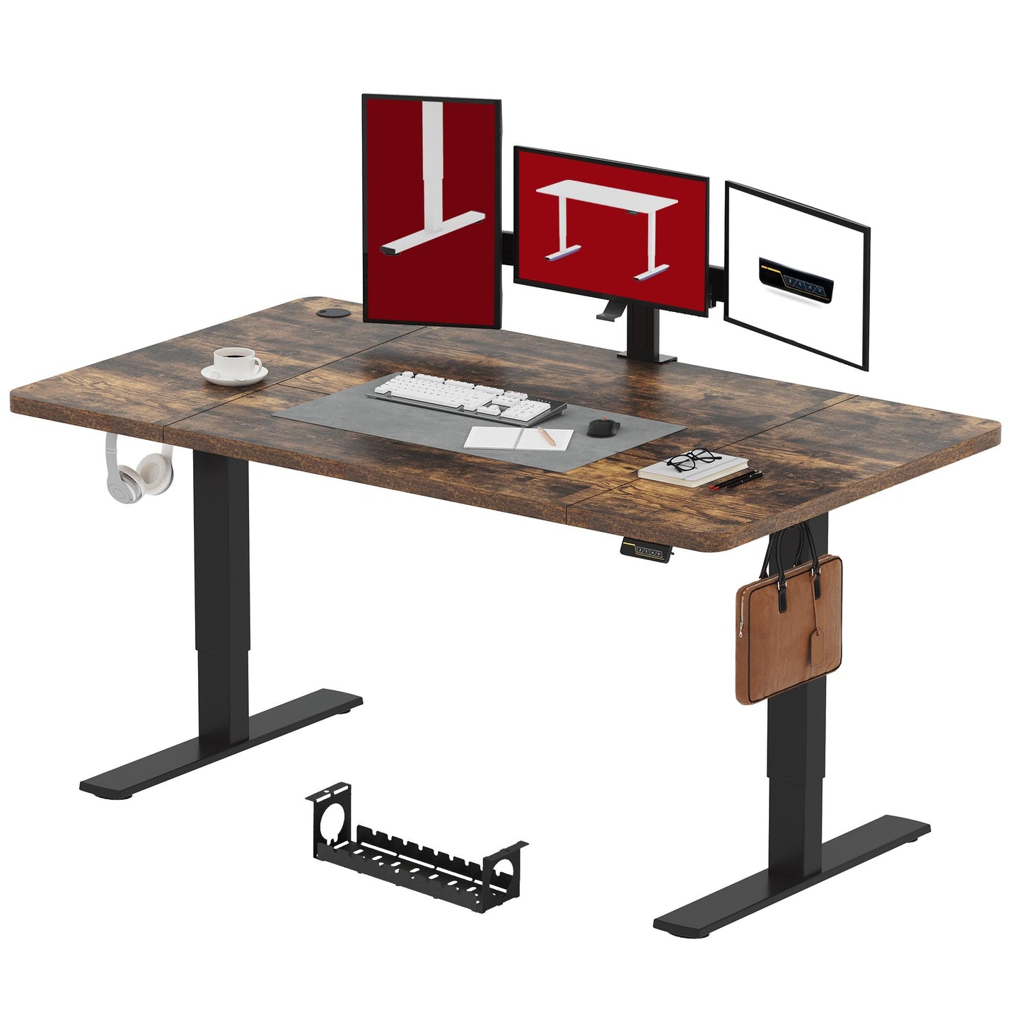 SANODESK FQ1 140x60cm Escritorio Elevable Eléctrico con Tablero, Standing Desk, Mesa Elevable para Computadora con Gancho, Cerradura para niños, Función de Memoria para Oficina y Hogar-Blanco Arce