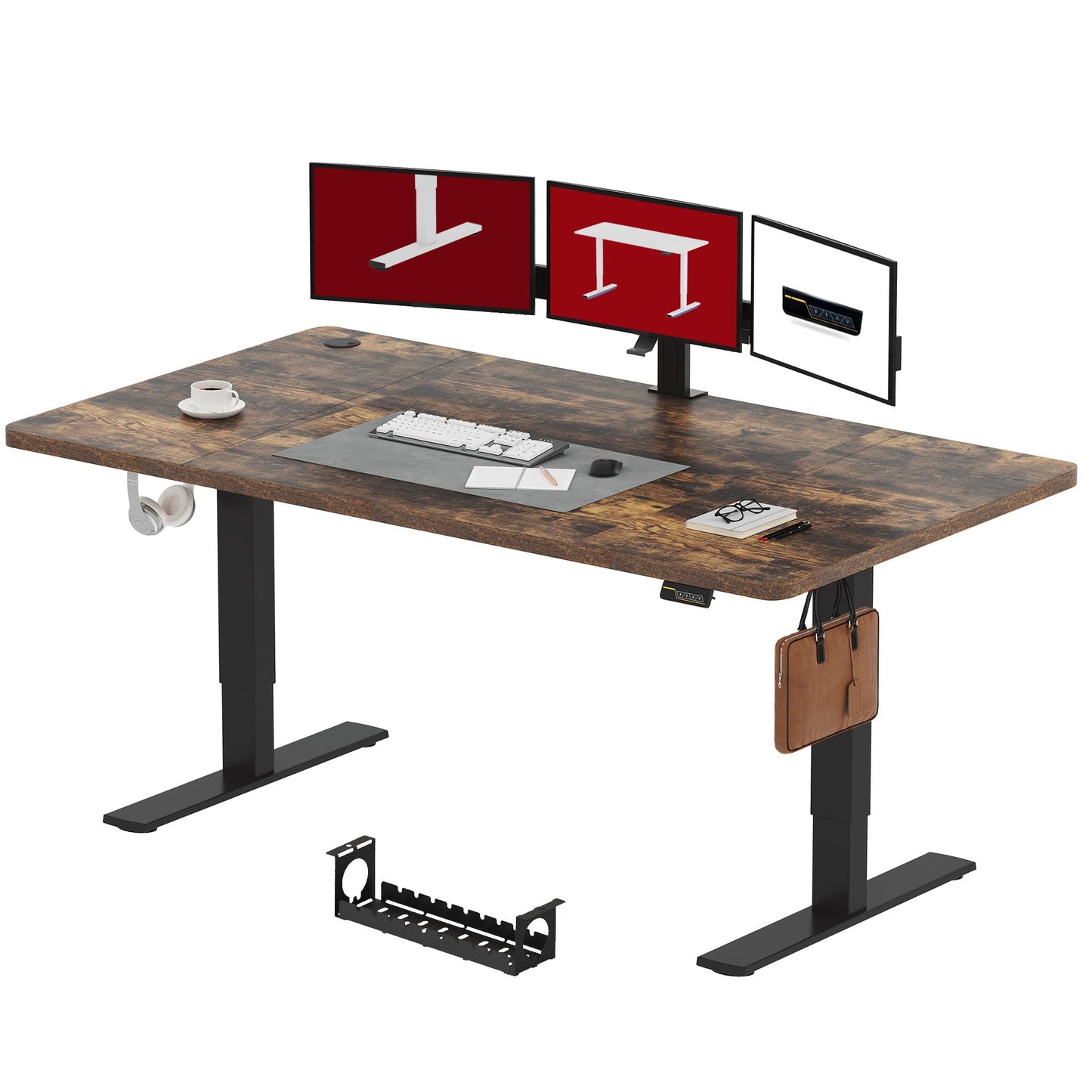SANODESK FQ1 140x60cm Escritorio Elevable Eléctrico con Tablero, Standing Desk, Mesa Elevable para Computadora con Gancho, Cerradura para niños, Función de Memoria para Oficina y Hogar-Blanco Arce