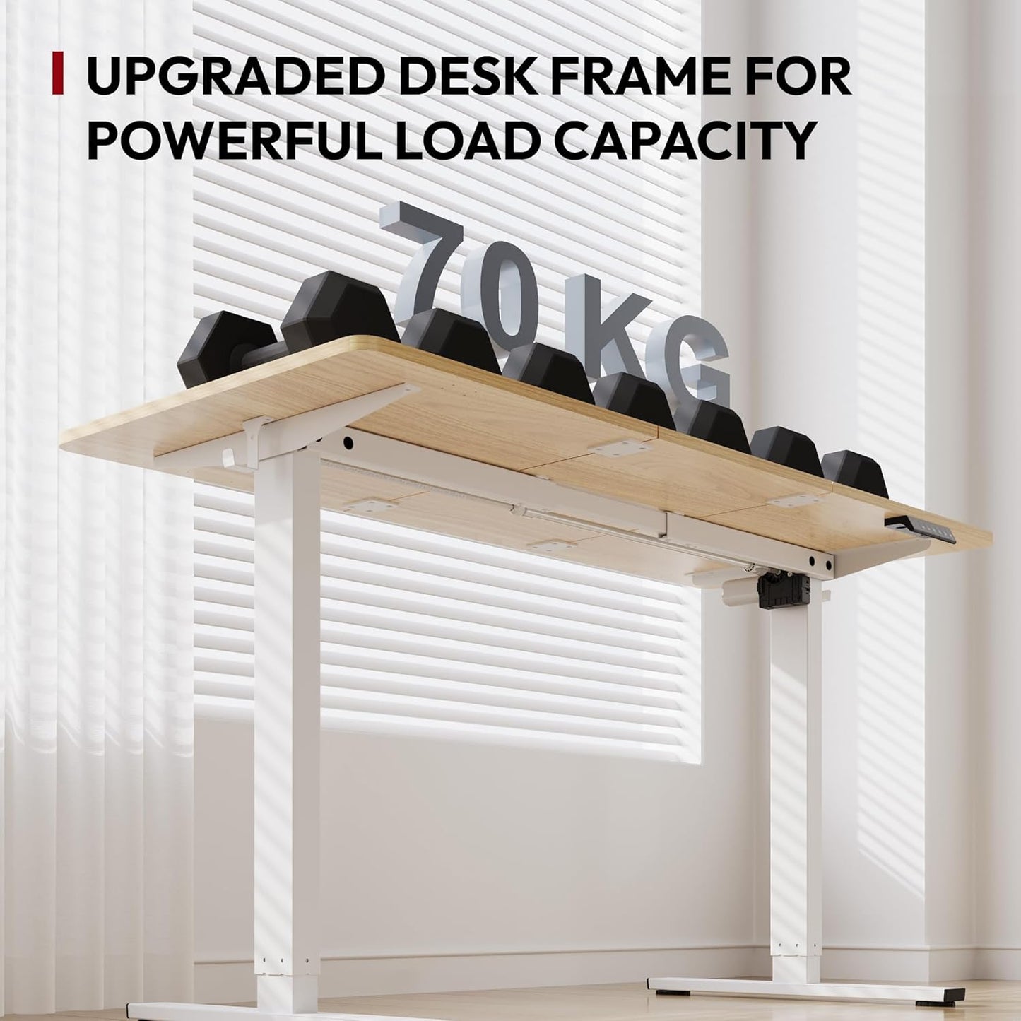 SANODESK FQ1 140x60cm Escritorio Elevable Eléctrico con Tablero, Standing Desk, Mesa Elevable para Computadora con Gancho, Cerradura para niños, Función de Memoria para Oficina y Hogar-Blanco Arce