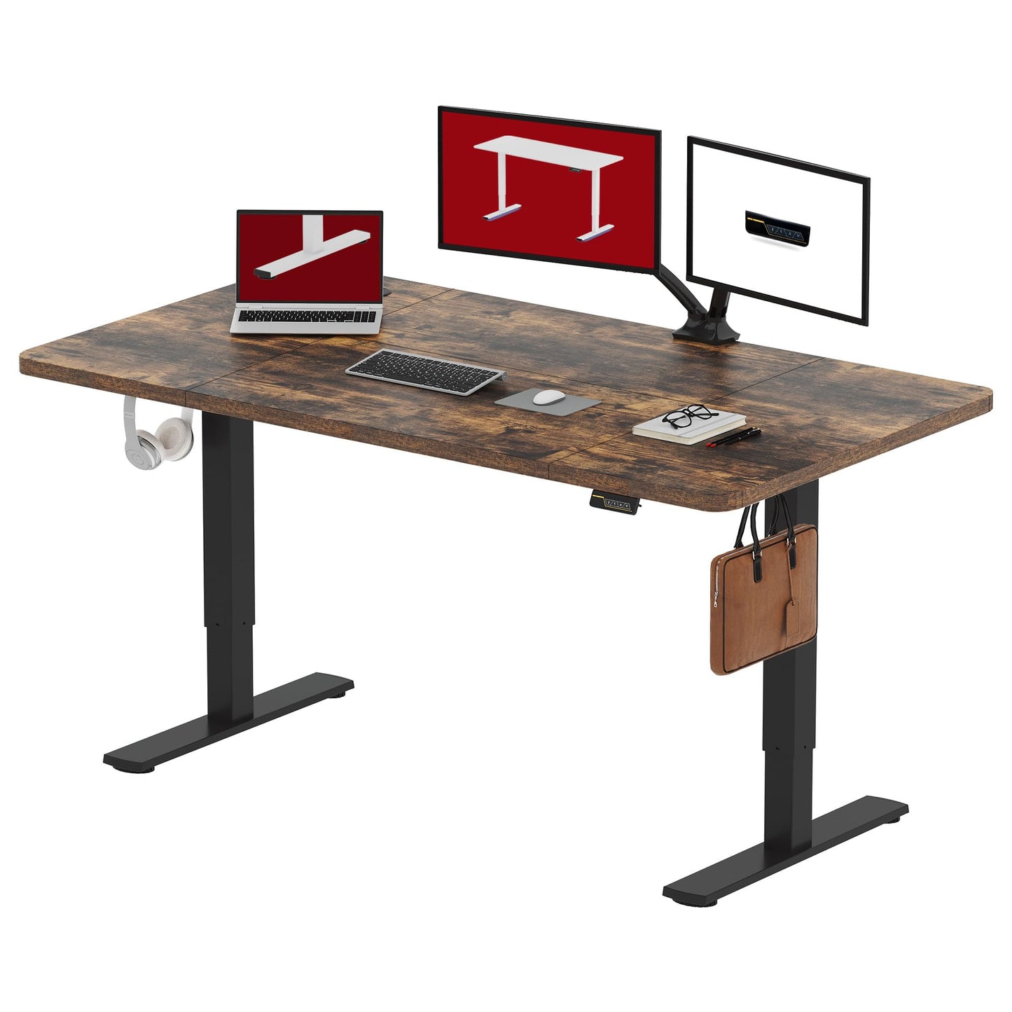 SANODESK FQ1 140x60cm Escritorio Elevable Eléctrico con Tablero, Standing Desk, Mesa Elevable para Computadora con Gancho, Cerradura para niños, Función de Memoria para Oficina y Hogar-Blanco Arce
