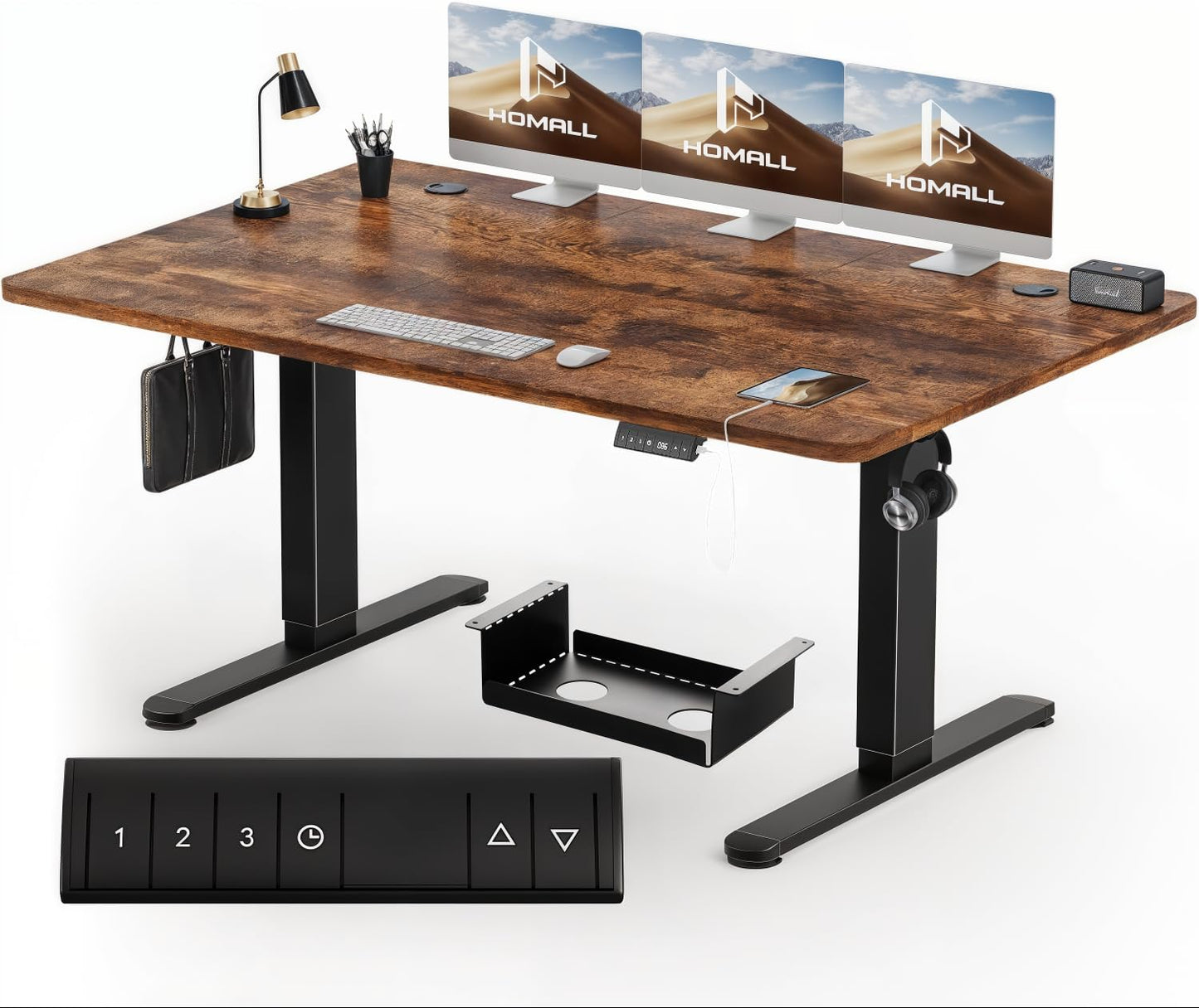 Homall Escritorio 140 x 80 cm,Escritorio Elevable con Carga USB,Mesa Elevable Escritorio Equipado con 3 Funciones de Memoria y Recordatorio,Mesas Elevables Modernas,Mesa Regulable Altura