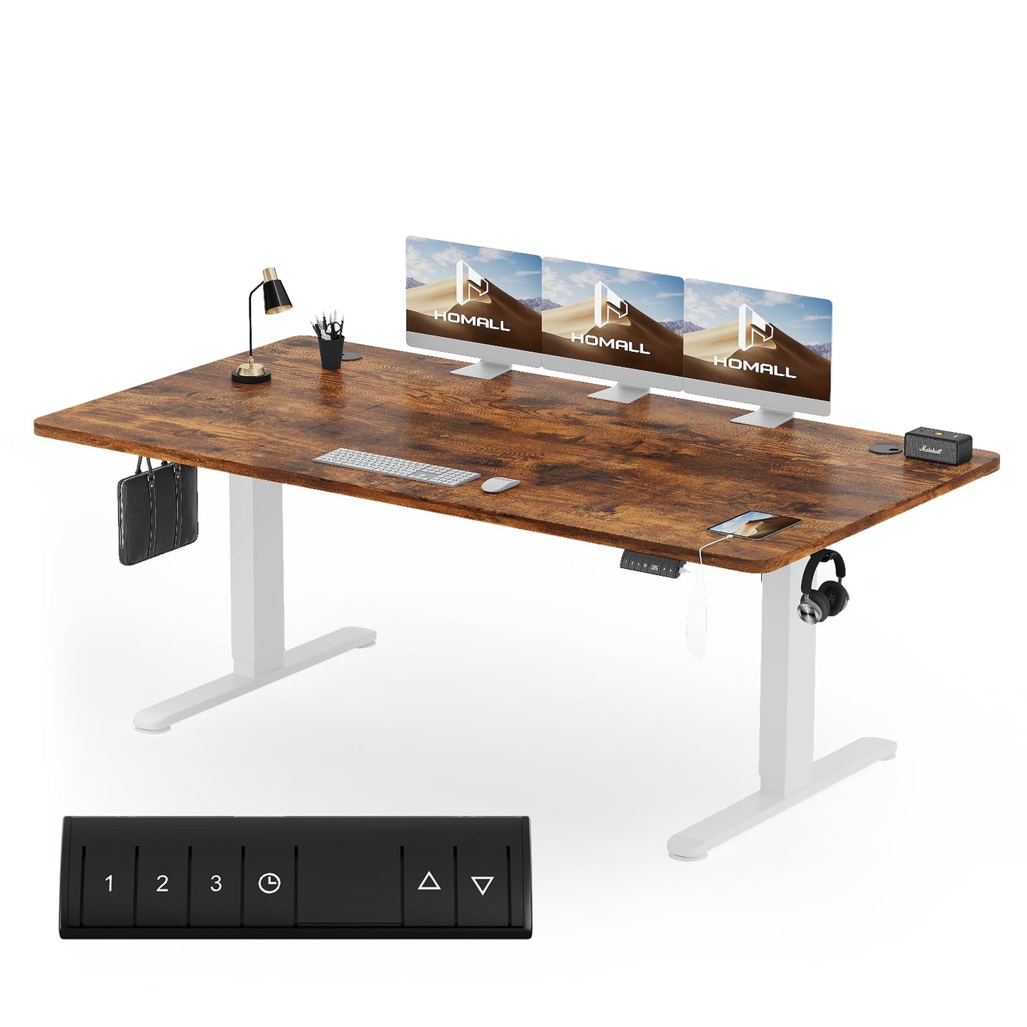 Homall Escritorio 140 x 80 cm,Escritorio Elevable con Carga USB,Mesa Elevable Escritorio Equipado con 3 Funciones de Memoria y Recordatorio,Mesas Elevables Modernas,Mesa Regulable Altura