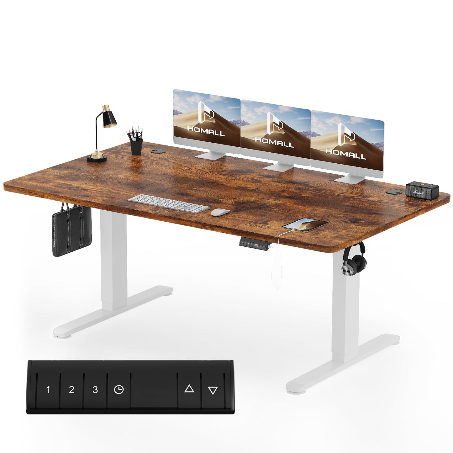 Homall Escritorio 140 x 80 cm,Escritorio Elevable con Carga USB,Mesa Elevable Escritorio Equipado con 3 Funciones de Memoria y Recordatorio,Mesas Elevables Modernas,Mesa Regulable Altura