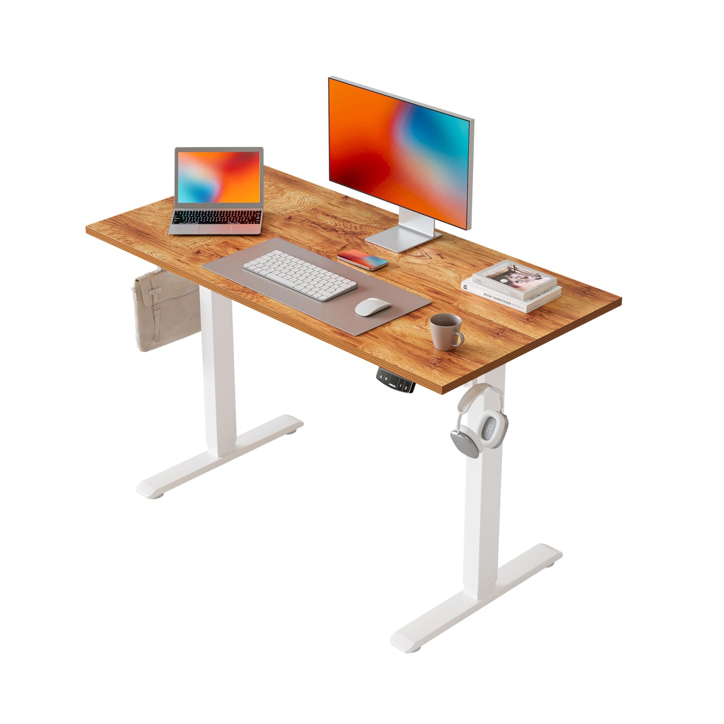Agilestic 140 x 60 cm Escritorio Elevable Eléctrico con Tablero Escritorio Regulable en Altura Eléctrico Telescópico Bi-direccional con Control de Memoria y Tecnología Anticolisión, Negro